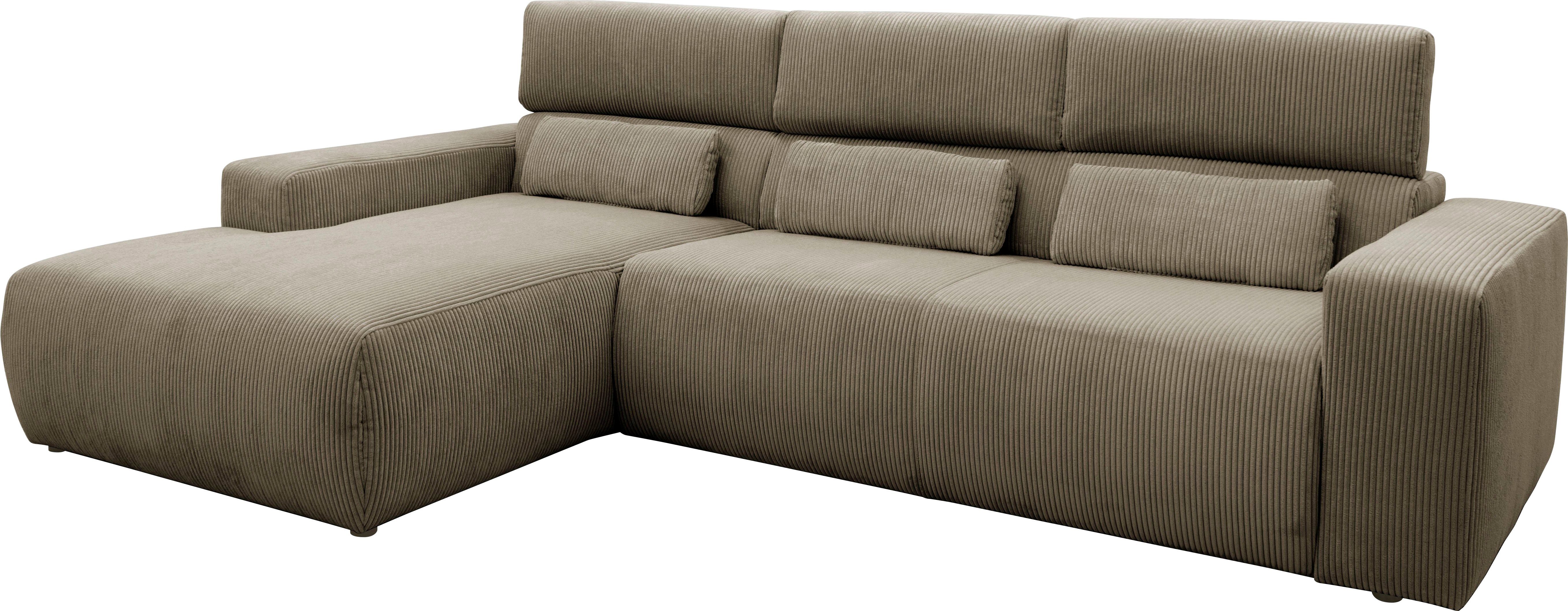 DOMO collection Hoekbank Brandon B/D/H: 289/177/80 cm, keuze met zitdiepteverstelling, L-vorm