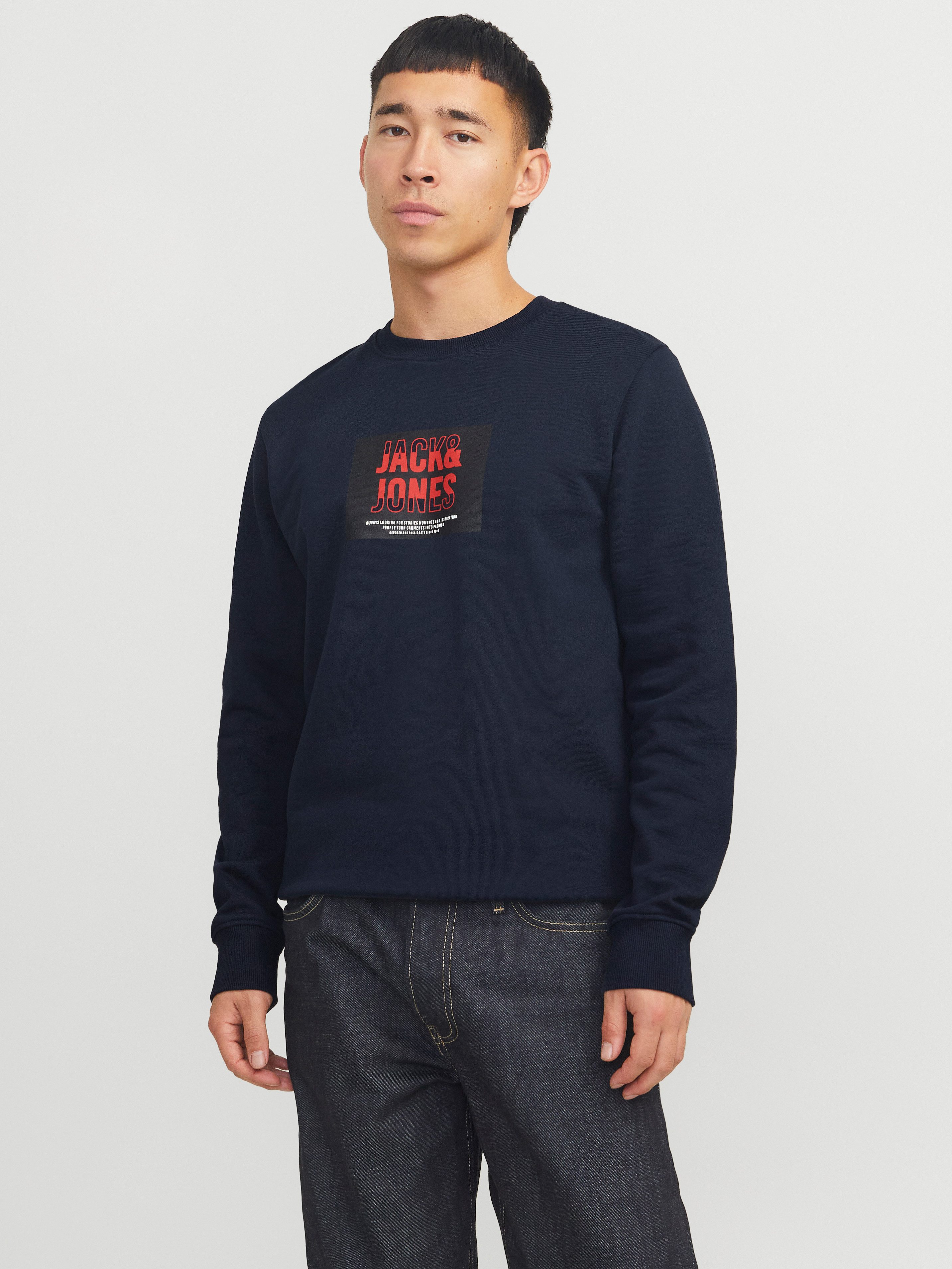 Jack & Jones Sweatshirt JJHUDSON SWEAT CREW NECK heren sweaters maat XS blauw