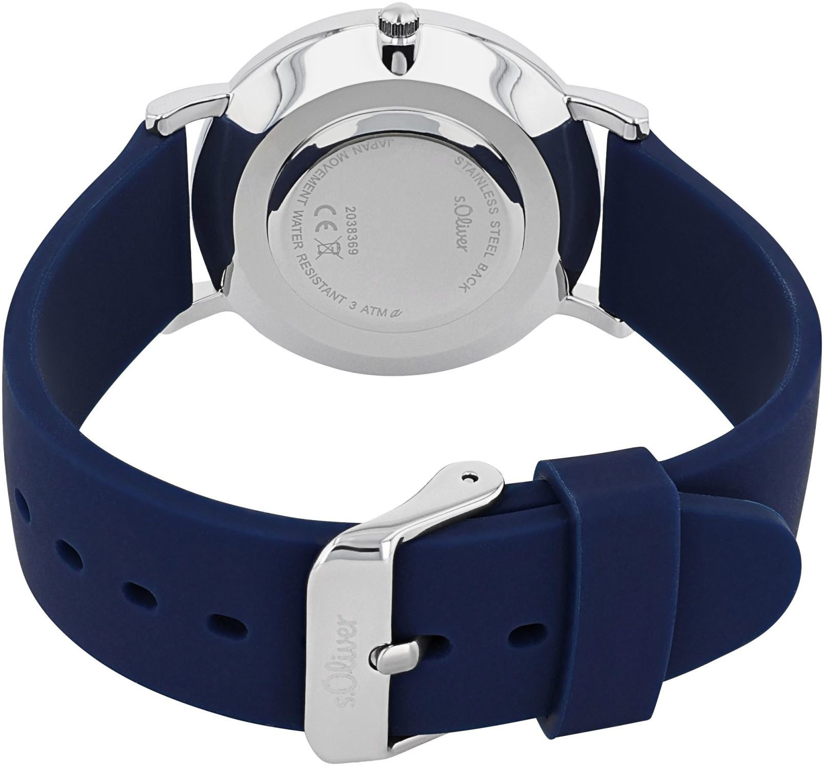 s.Oliver Kwartshorloge Polshorloge, dameshorloge, analoog, bloemen, siliconen armband