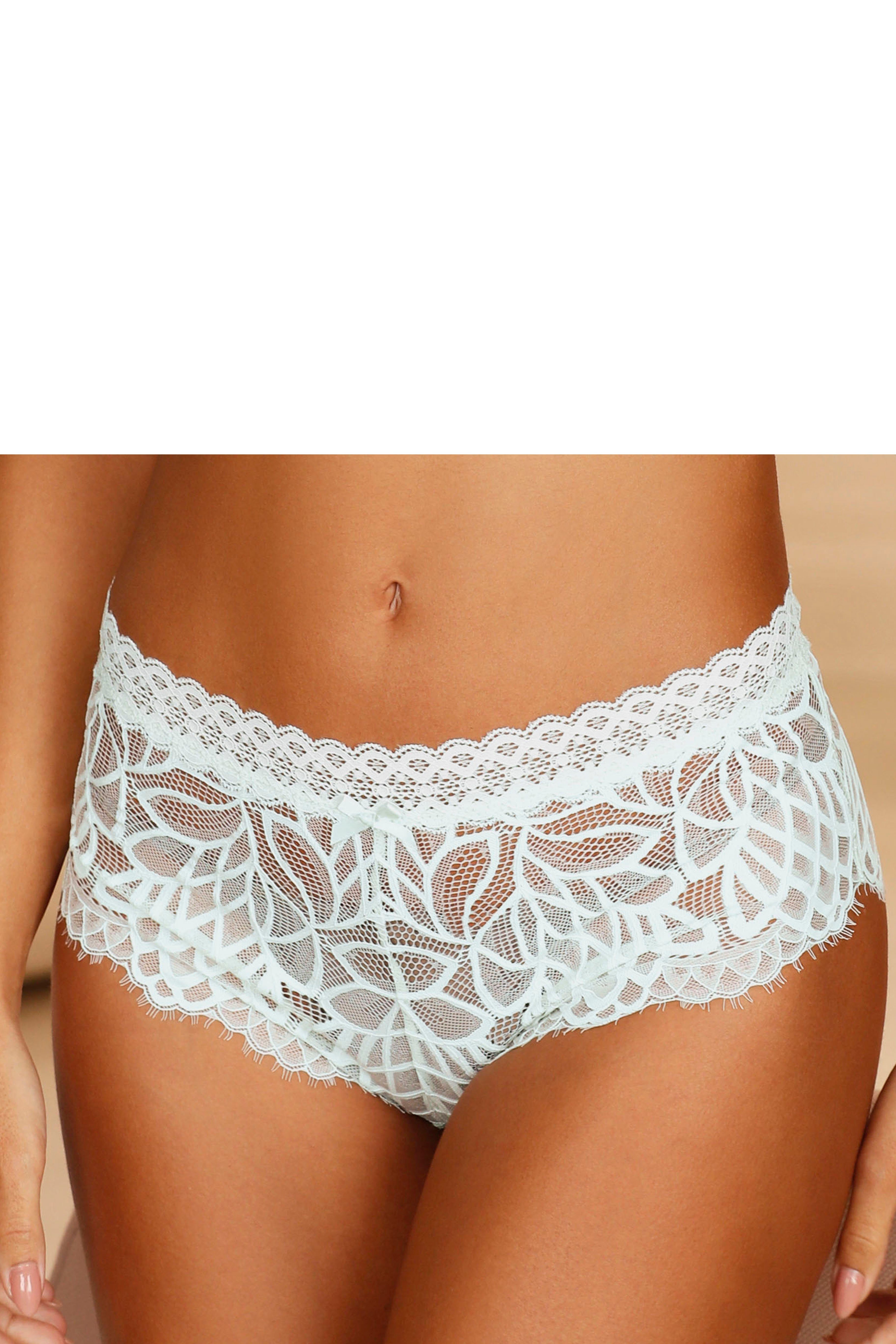 Lascana Slip Cara van subtiel transparante kant, gedeeltelijk van gerecycled materiaal dames slips maat 48/50 groen