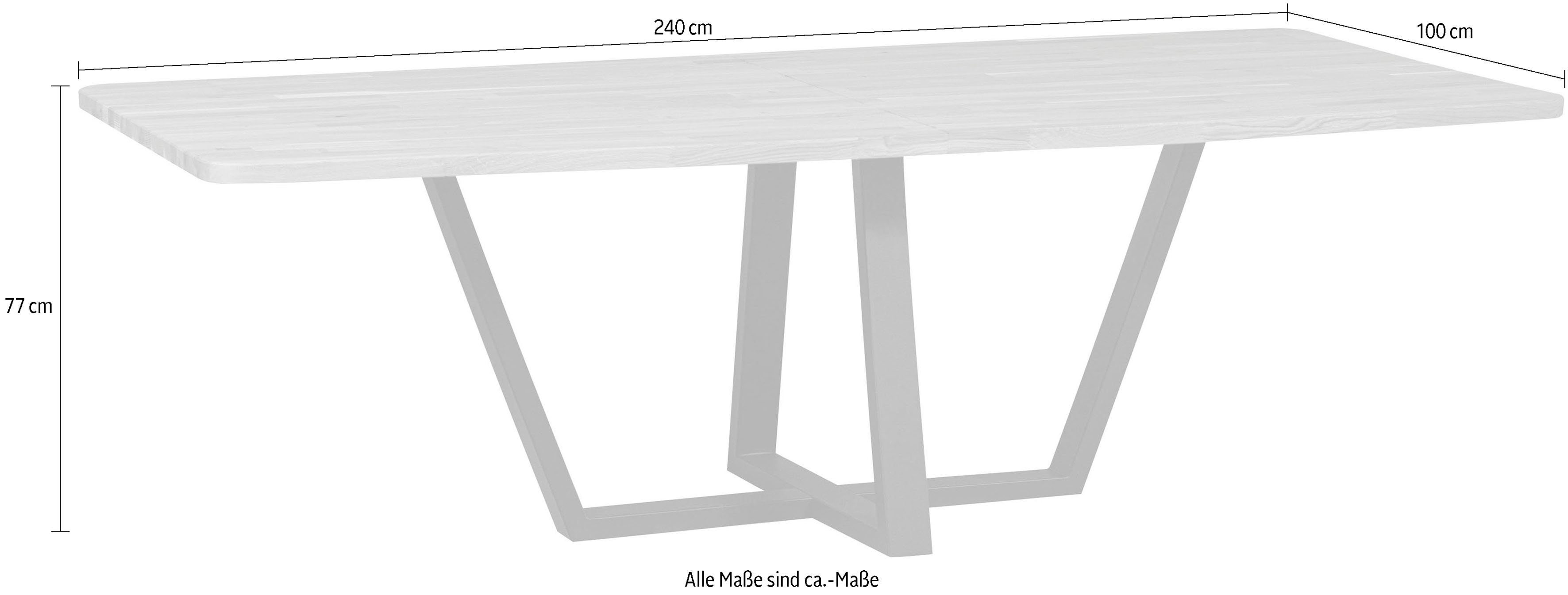 WOOOD Eettafel Tablo Hout gedeeltelijk massief, rechthoekige vorm, H 77 cm x B 240 x D 100 cm
