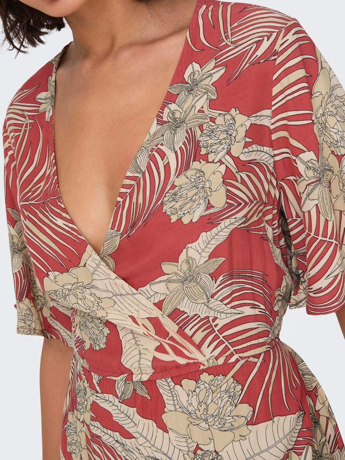 Only Gedessineerde jurk ONLPALINA LIFE 2/4 WRAP DRESS PTM
