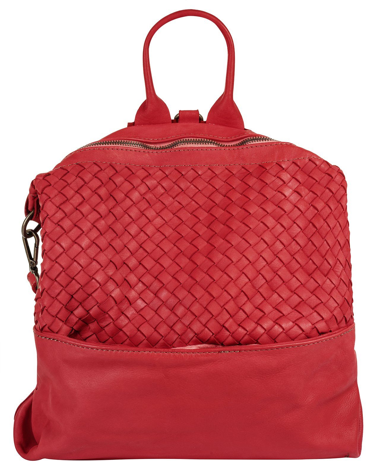 Samantha Look Rugzak echt leer, made in italy dames rugzakken rood
