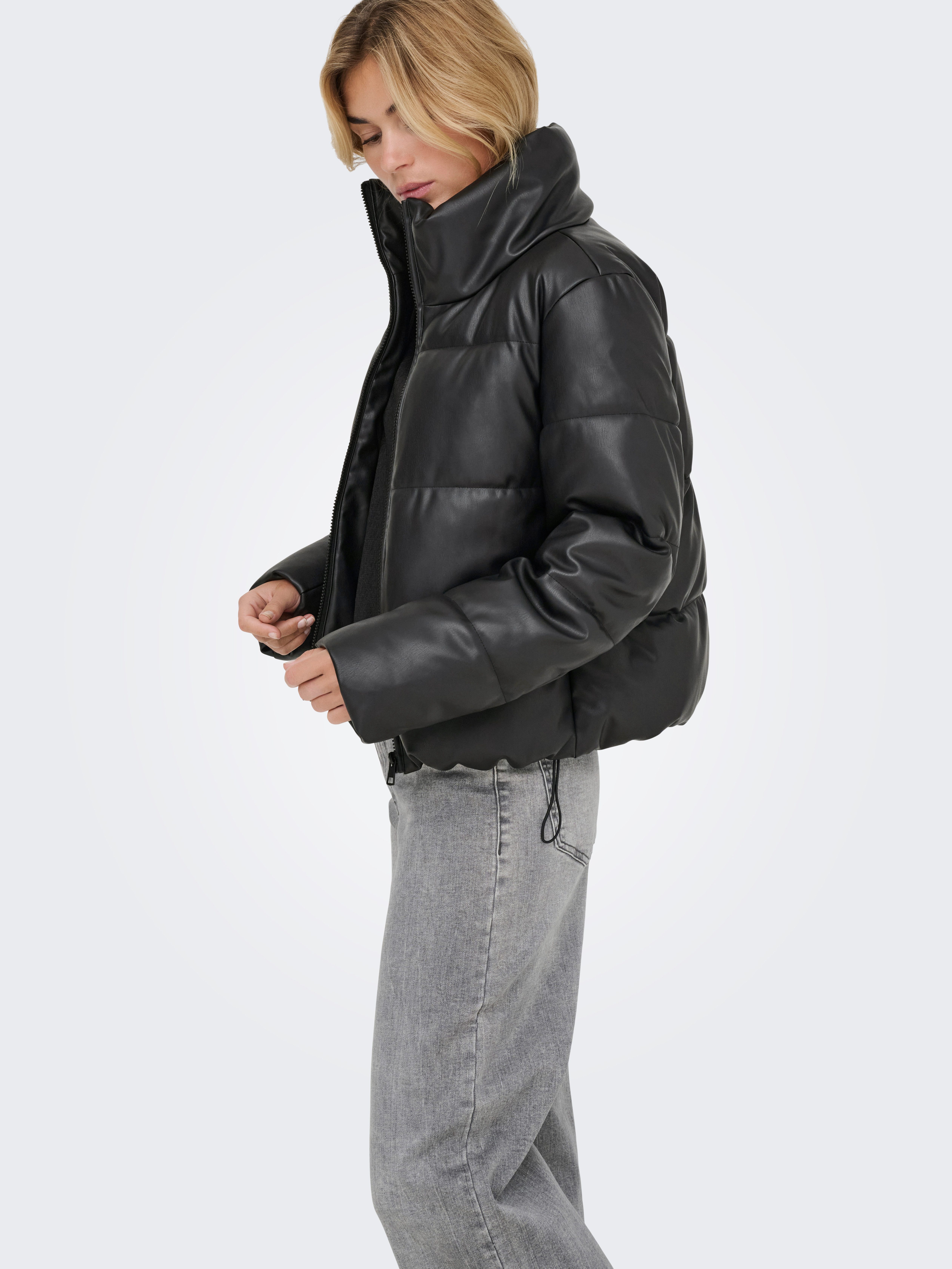 Only Gewatteerde jas ONLELSIE FAUX LEATHER PUFFER JKT CC OTW