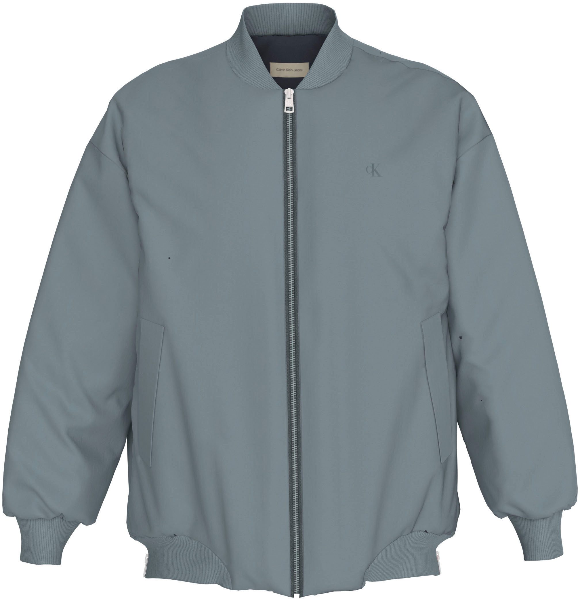 Calvin Klein Bomberjack LONG BOMBER met logo-opdruk, tailleafsluiting versmald door elastiek