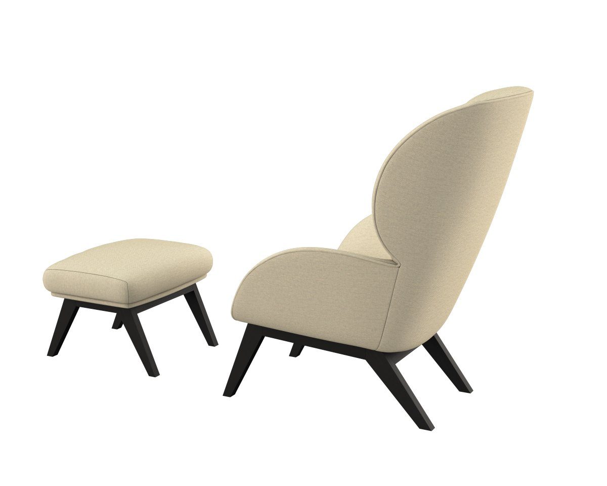 FLEXLUX Oorfauteuil Adria designstoel, loungestoel, Stijl & comfort, organische vorm, zwarte houten voet