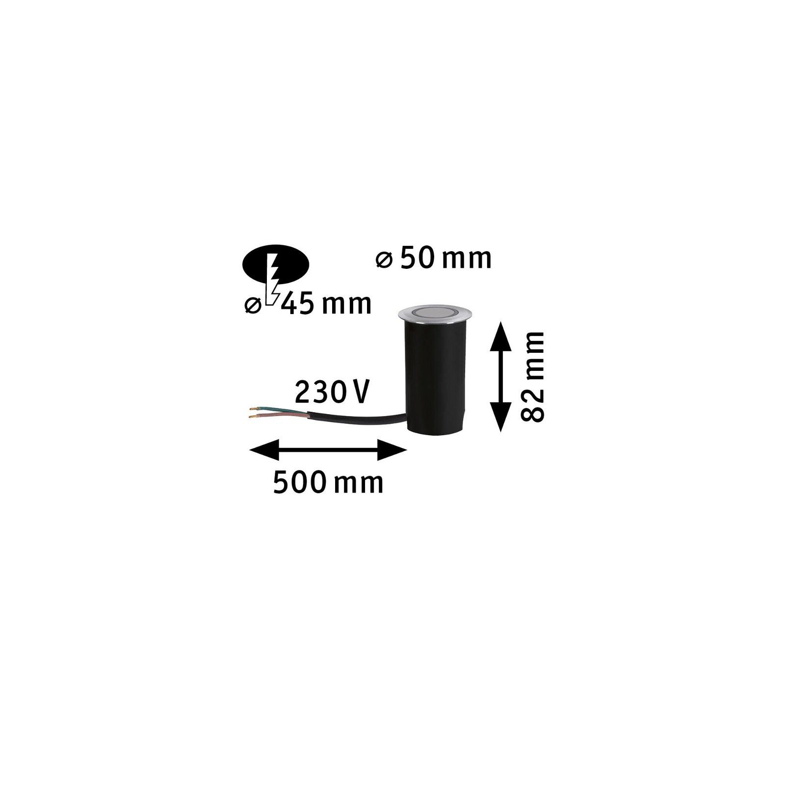 Paulmann Ledinbouwlamp IP67 rond 50mm 2200K 2,2W 15lm 230V Alu Kunststof, Metaal (1 stuk)