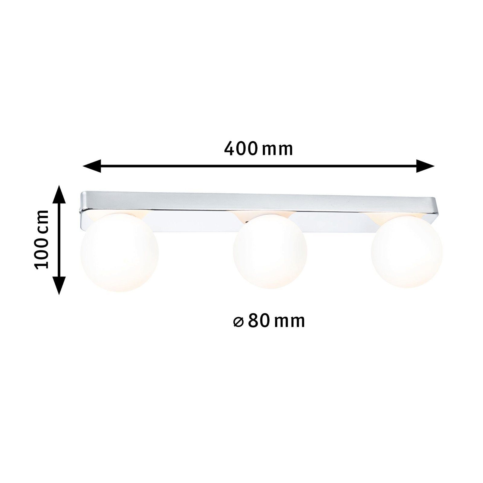 Paulmann Wandlamp Selection Bathroom Gove IP44 max. 3x20W Balken Glas/Metaal (1 stuk)