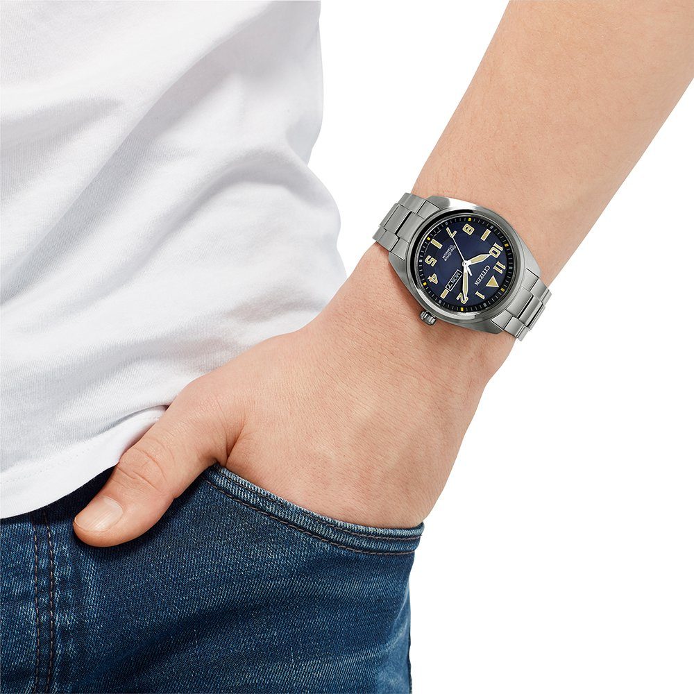 Citizen Solarhorloge BM8560-88LE Horloge, herenhorloge, titanium, datum, leren band
