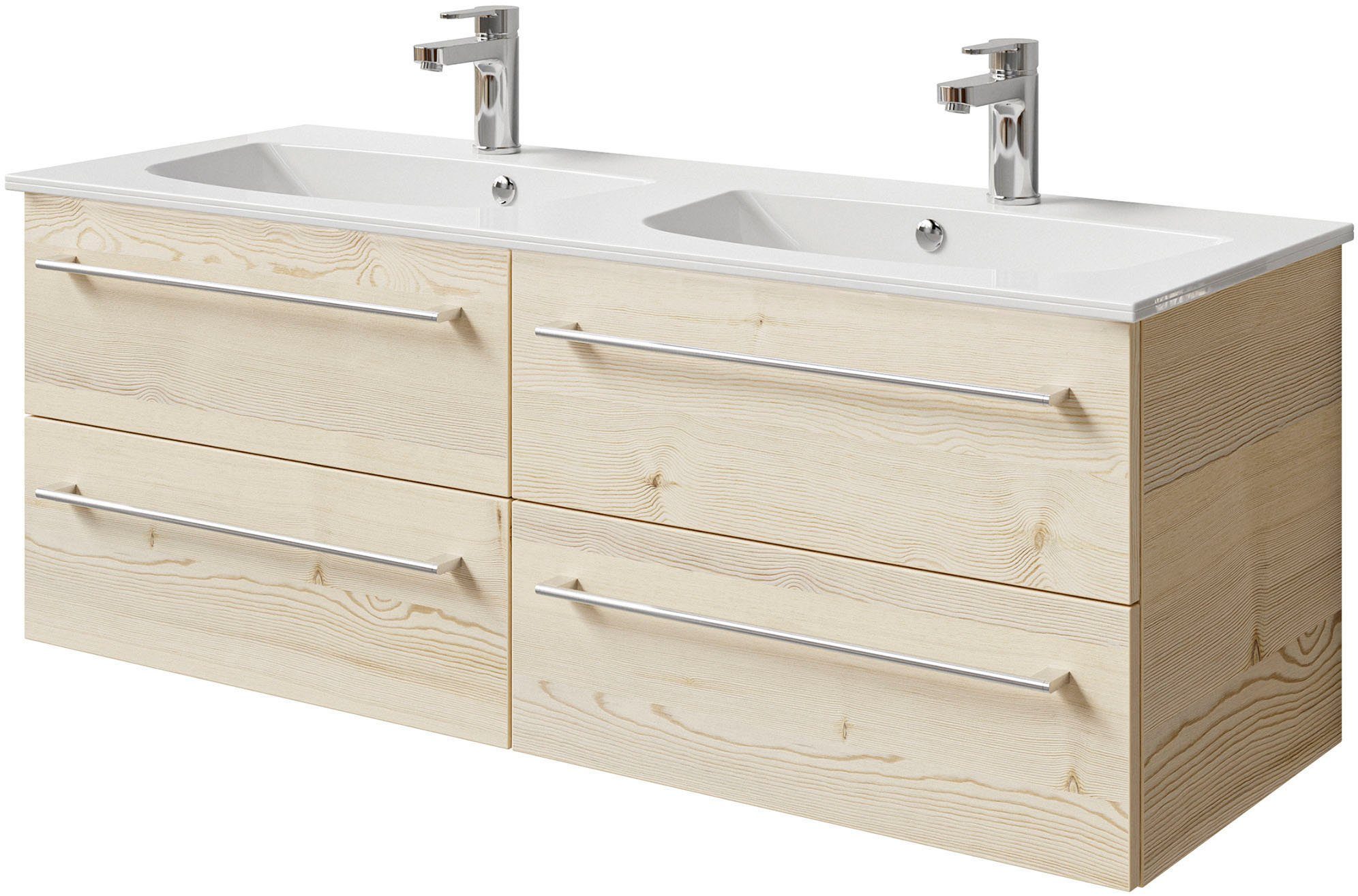 Saphir Wastafelonderkast Serie 6025 Mineralmarmor-Waschtisch mit Unterschrank, 132 cm breit (2-delig