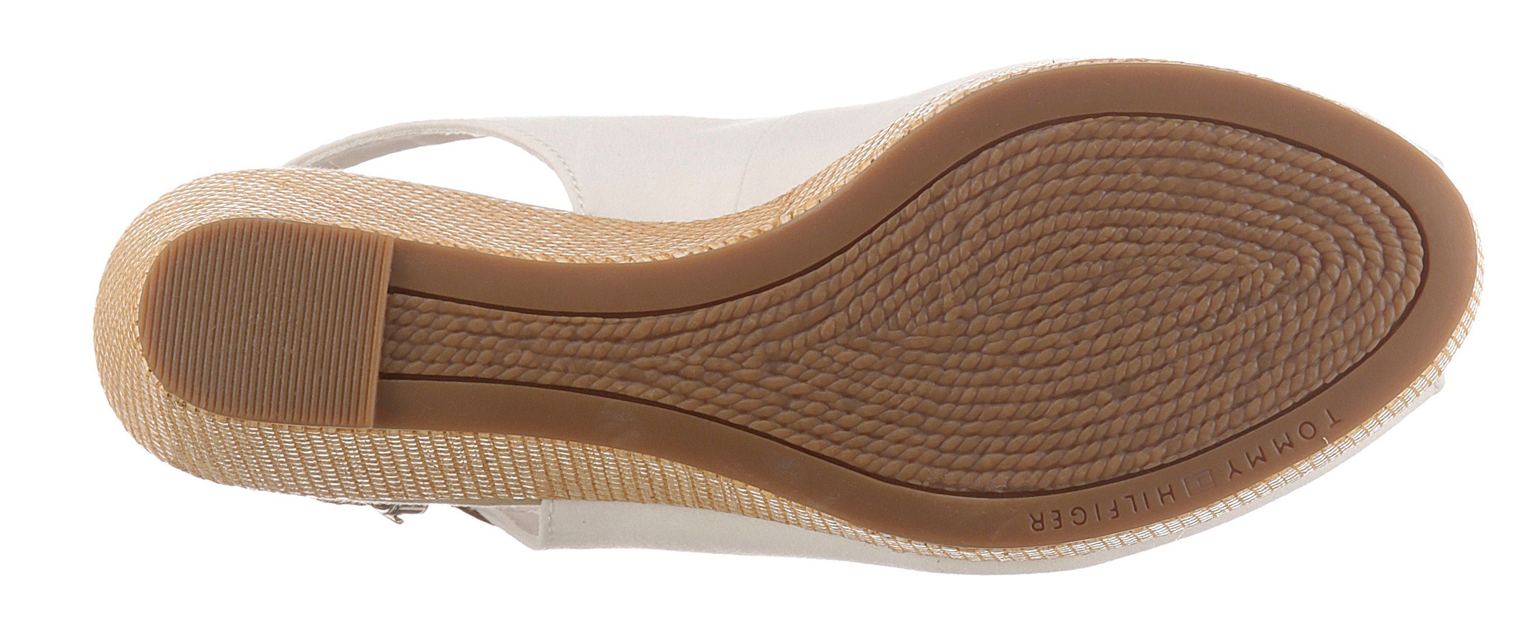 Tommy Hilfiger Sandaaltjes ICONIC ELBA SLING BACK WEDGE zomerschoen, sandaal, sleehak, met jute bekleding