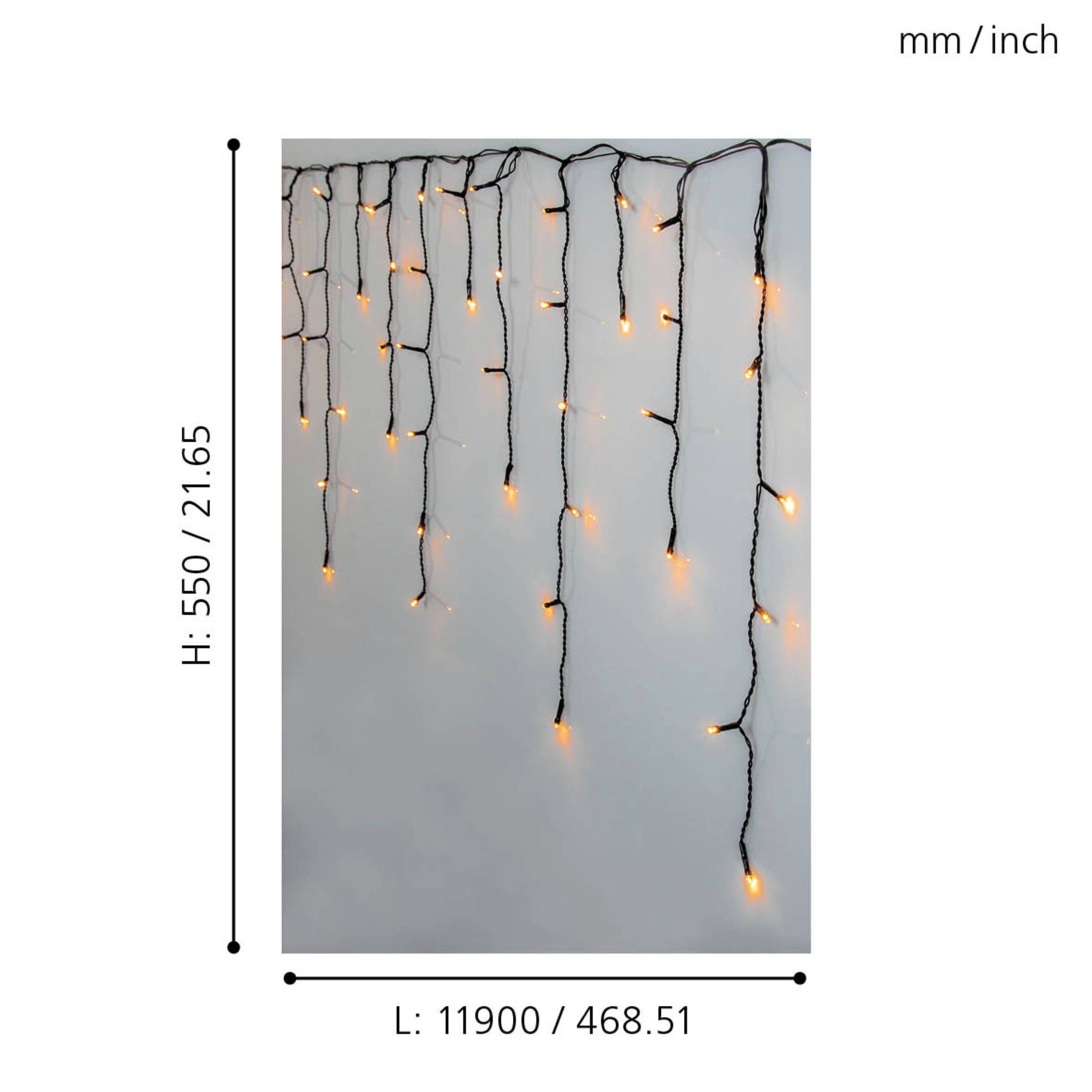 EGLO Led-lichtsnoer GOLDEN WARM WHITE Lichtketting buiten, outdoor lichtgordijn, extra warmwit, ca. 12 m (1 stuk)