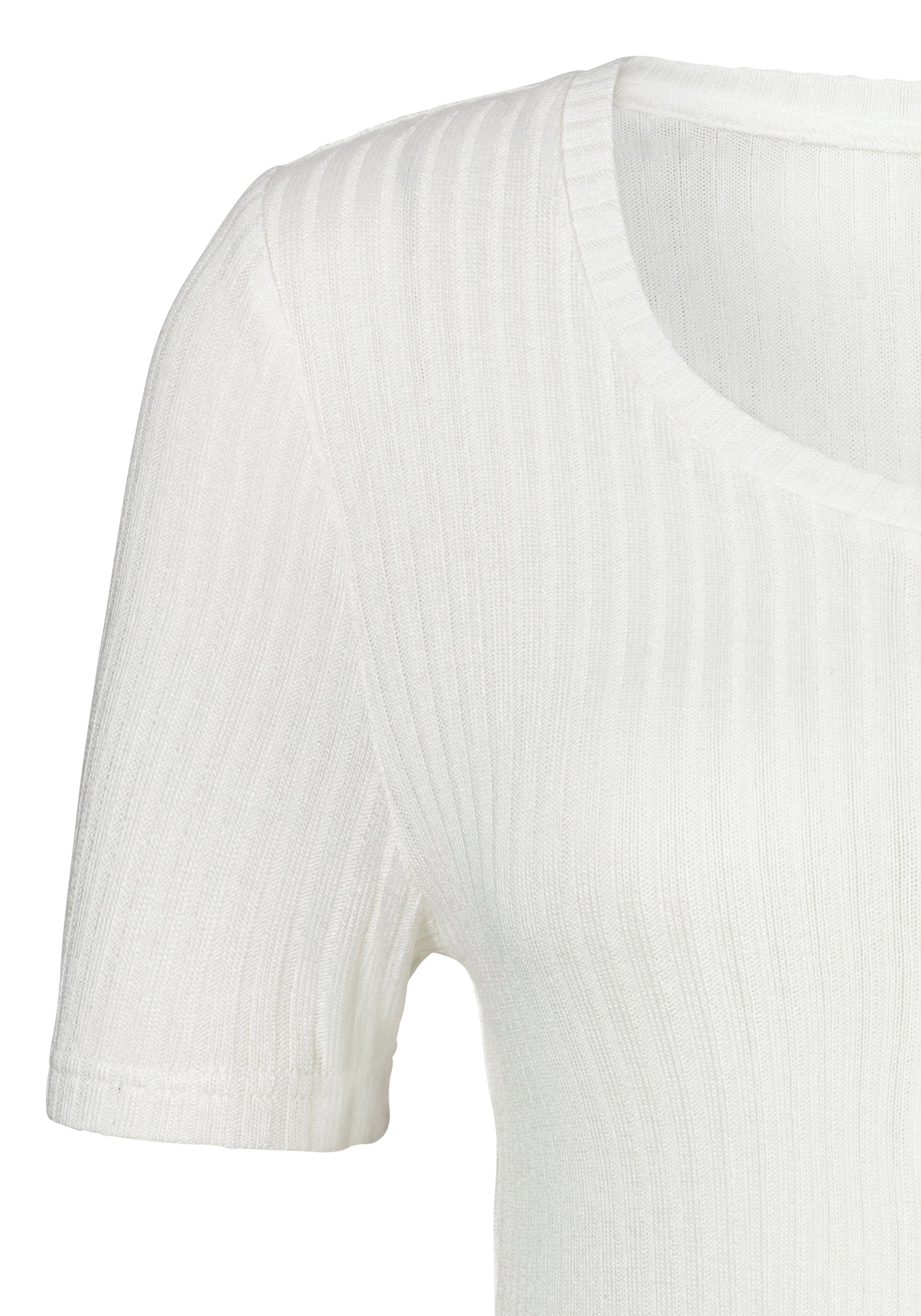 Lascana T-shirt Met korte knoopsluiting van zachte viscose-ribkwaliteit
