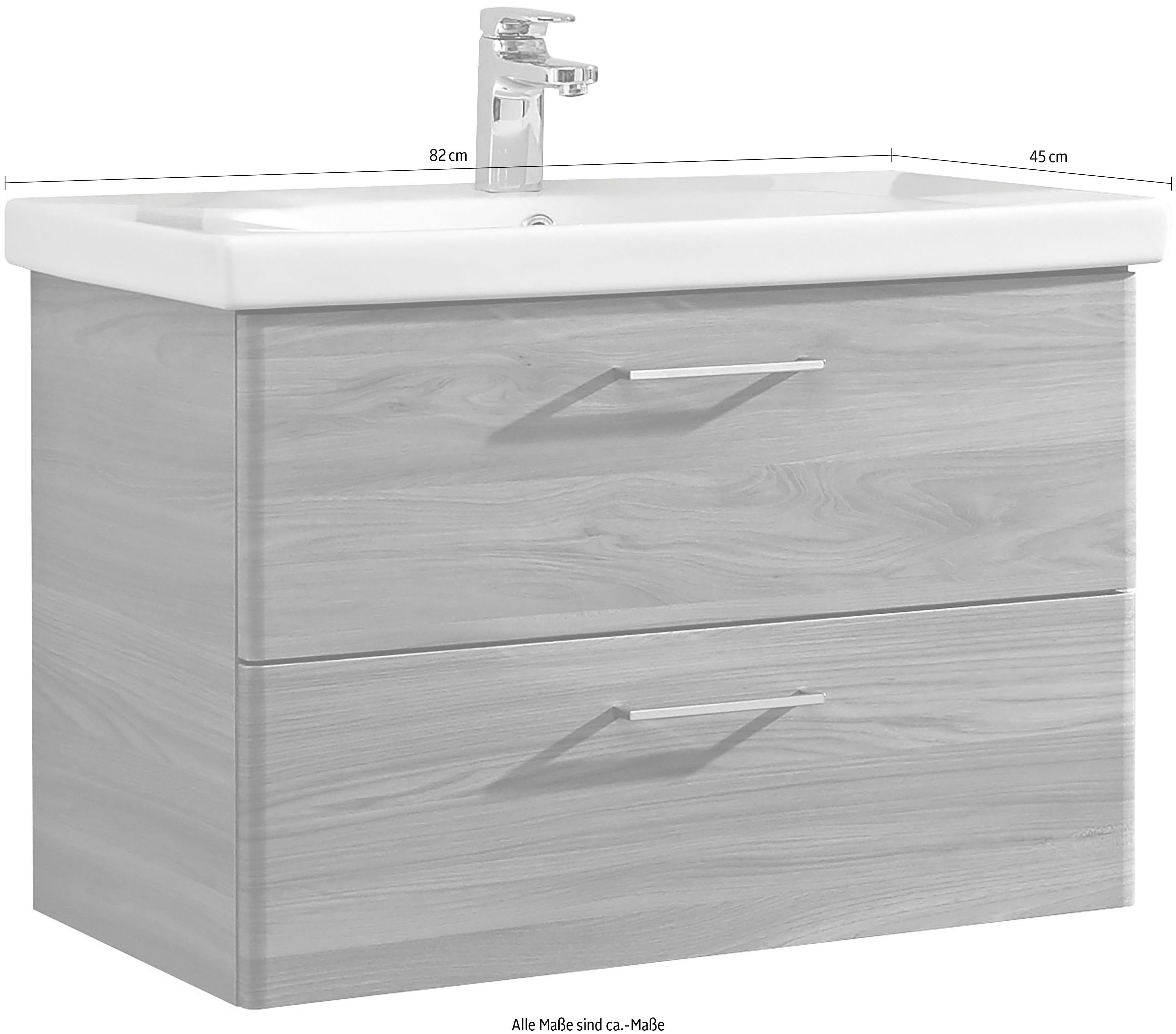 Saphir Badkamerserie Quickset 916 Keramische wastafel en Onderkast, 82 cm breed (1 stuk)