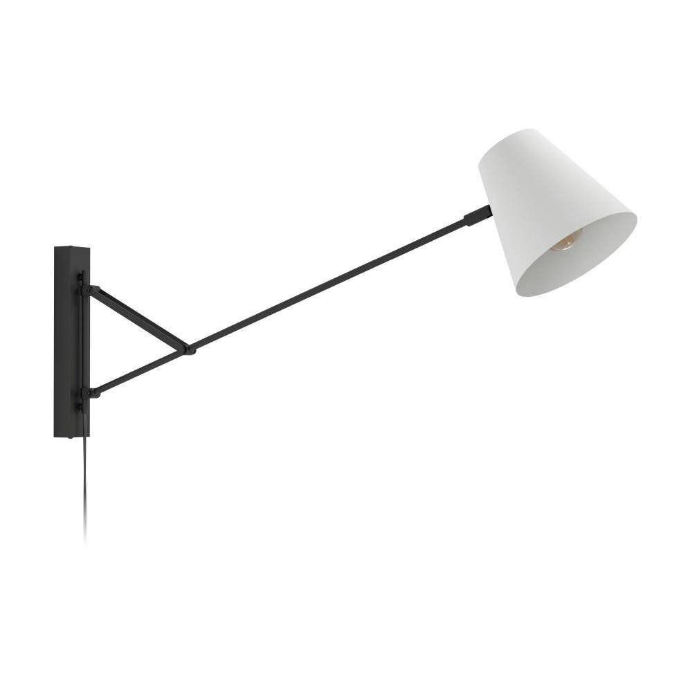 EGLO Wandlamp FORCADET Wandlamp, metaal in zwart, textiel in grijs, leeslamp, E27 fitting (1 stuk)