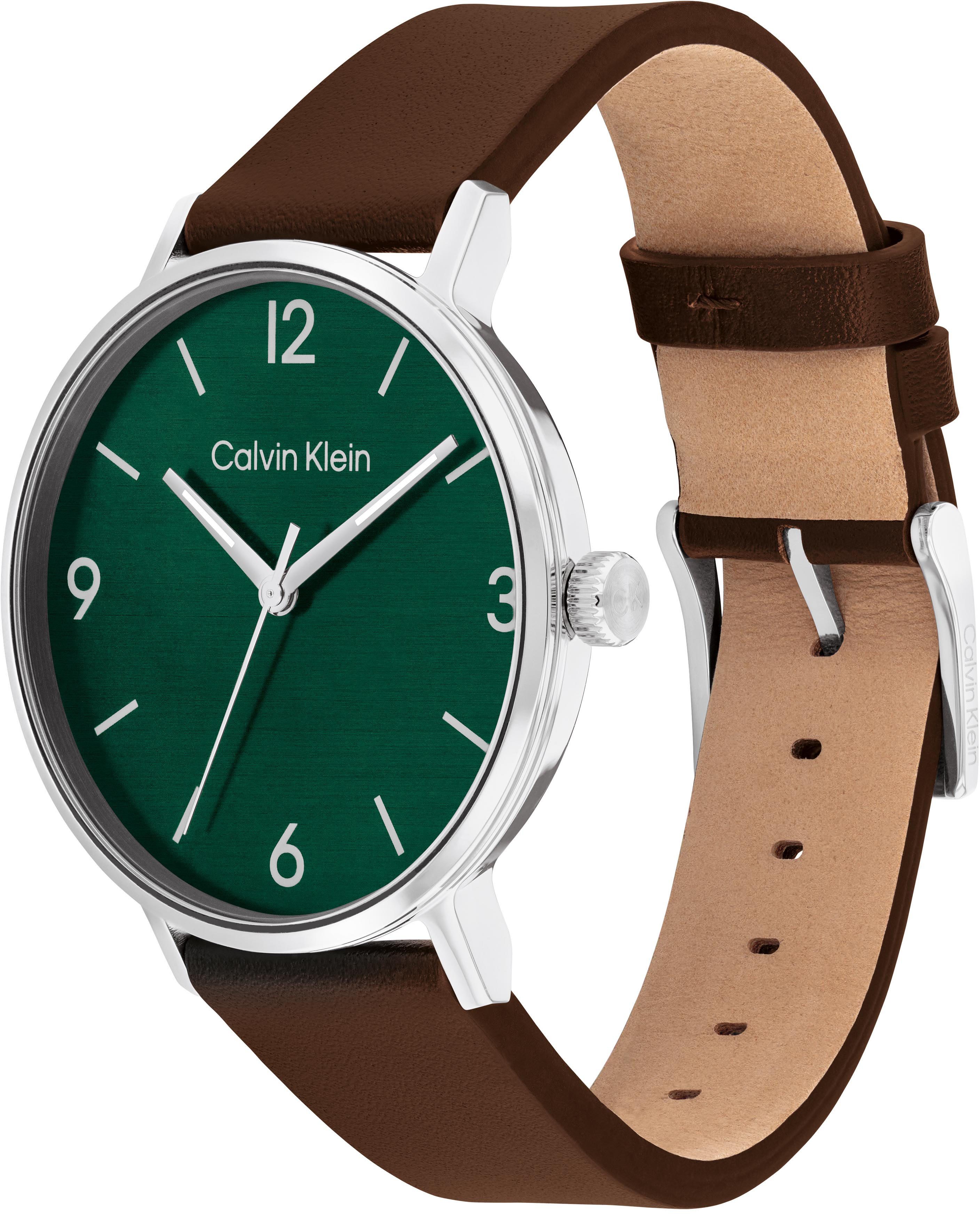 Calvin Klein Kwartshorloge Modern Polshorloge, herenhorloge, leren band, mineraalglas, analoog