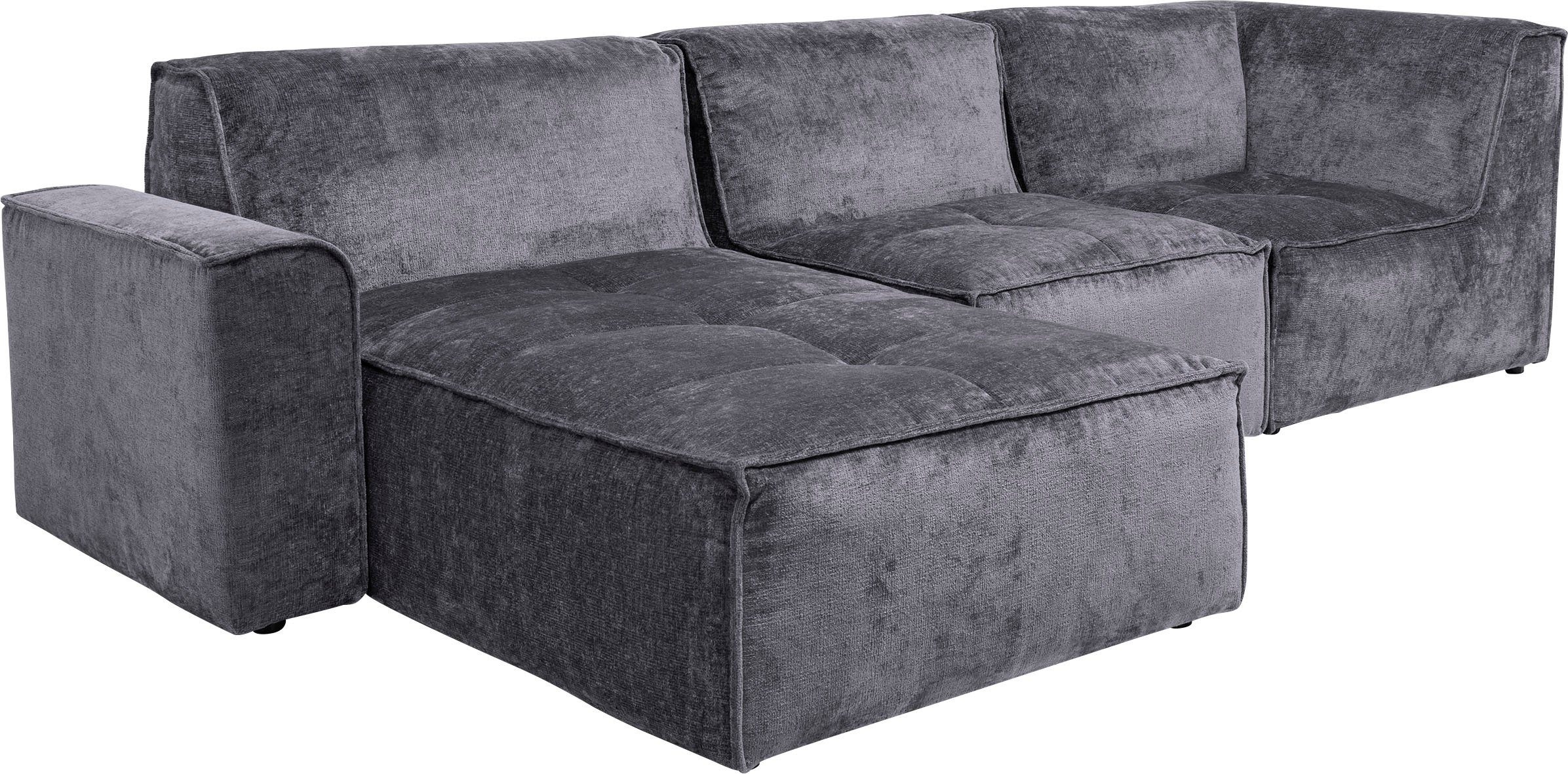 RAUM.ID Hoekbank Monolid L-vorm Afzonderlijke module voor combinatie op maat, bekleding in teddy-look (4-delig)