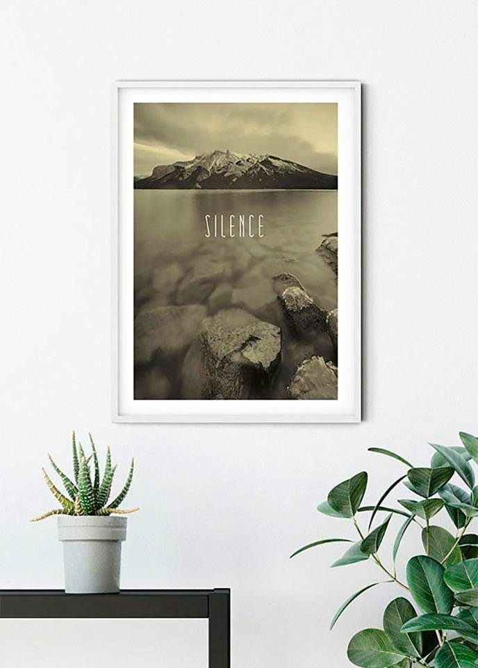 Komar Wanddecoratie Word Lake Silence zandkleur Wanddecoratie - zonder lijst (1 stuk)