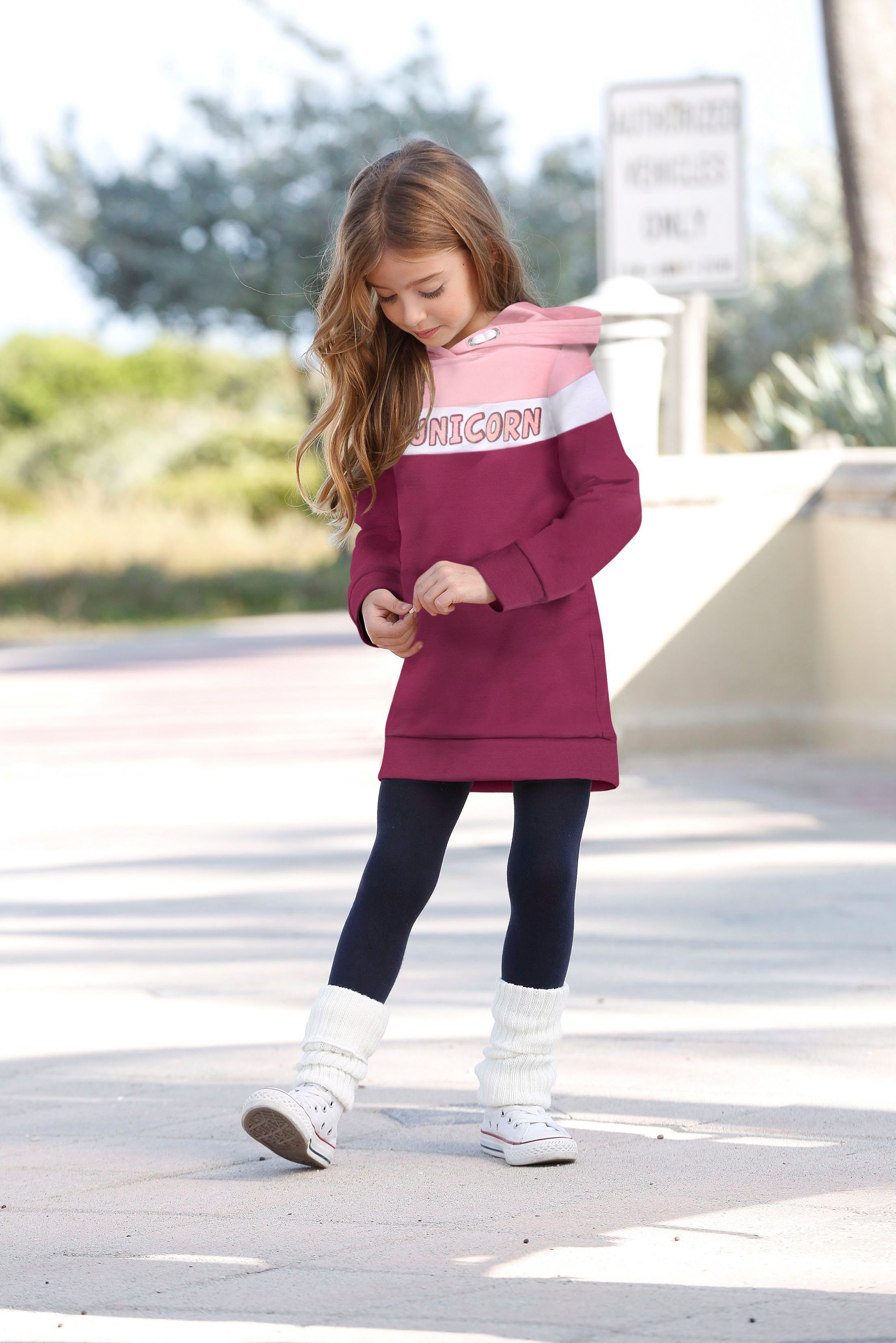 KIDSWORLD Sweatjurk Unicorn lang, modieus, van katoenmix, lange mouwen