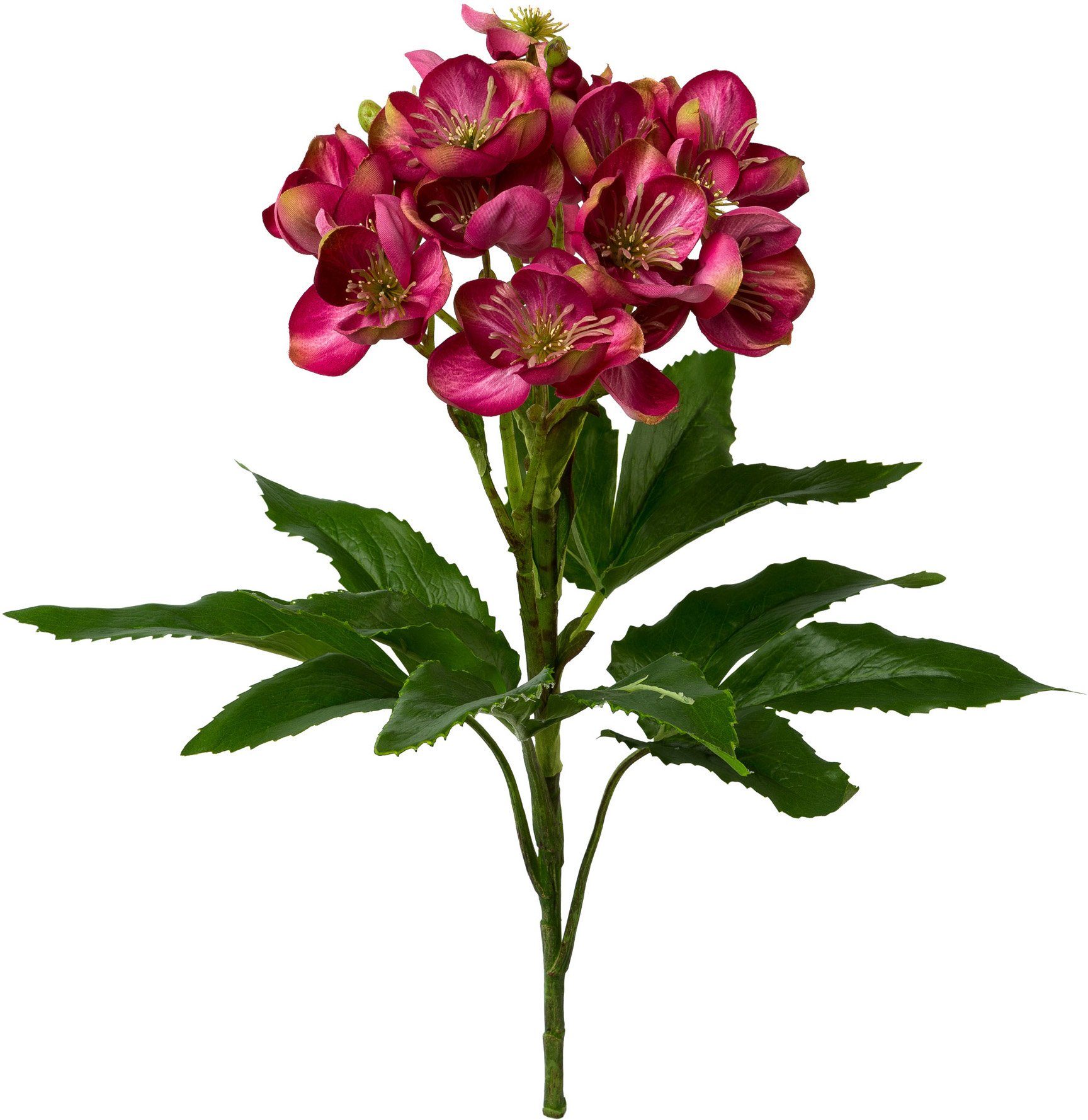 Creativ green Winterse kunstplant Kerst versiering weelderige bloemen- en bladwerk, 2-delige set (2 stuks)
