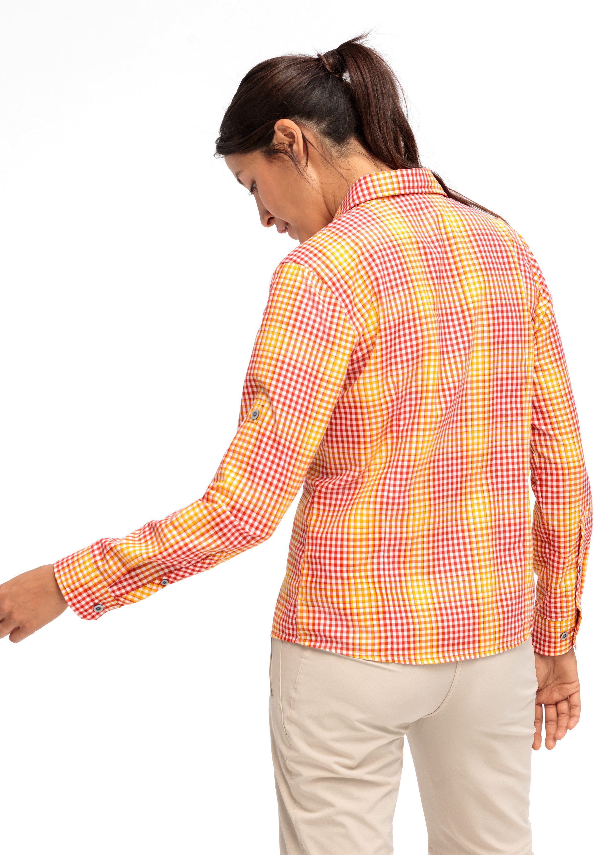 Maier Sports Functionele blouse NANNI Dames blouse lange mouwen geruite blouse voor buiten en vrije tijd