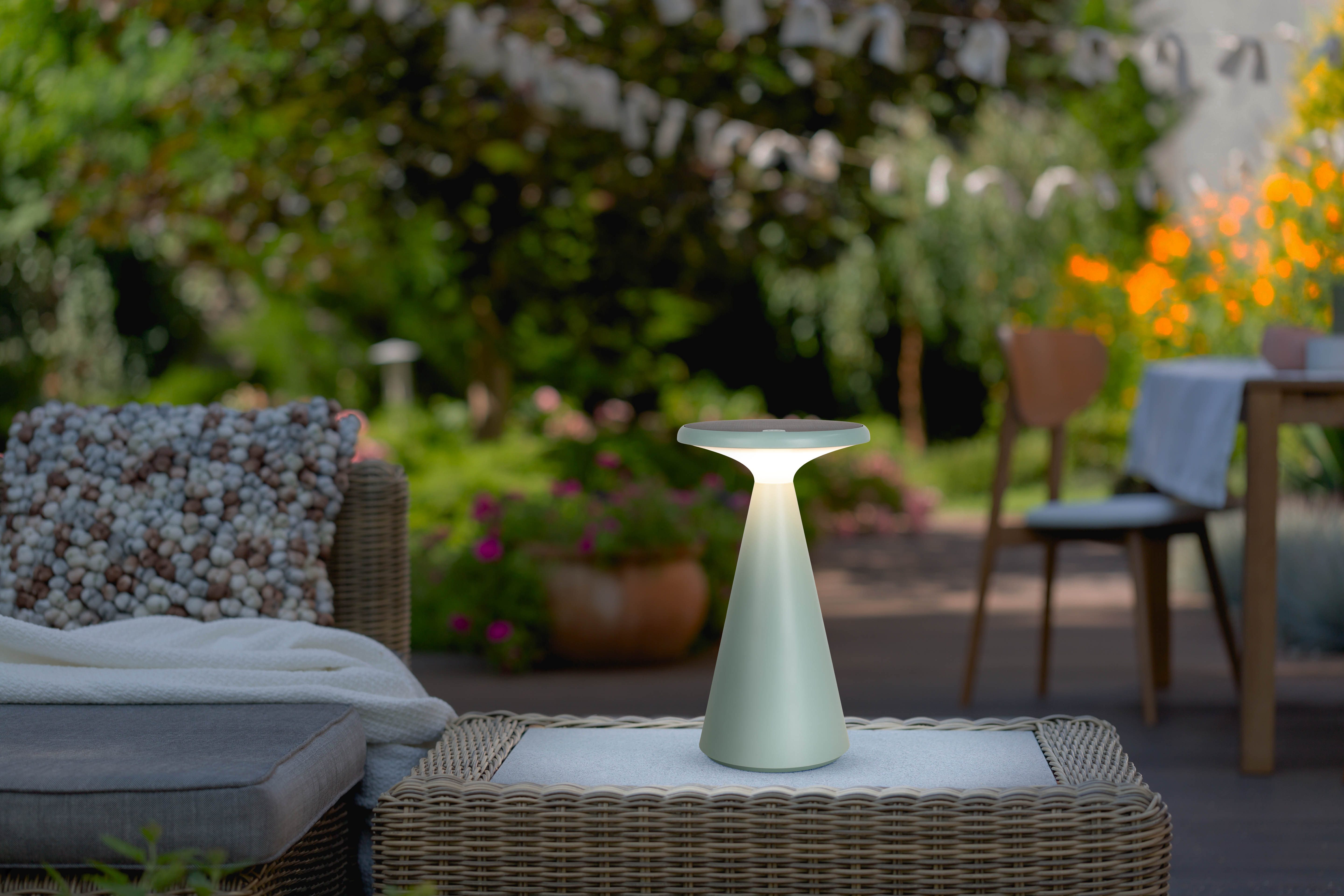 näve Led-tafellamp Palu Zonne-/accu-aangedreven, aanraking, dimbaar, geheugen, USB-C oplaadkabel, warmwit (1 stuk)