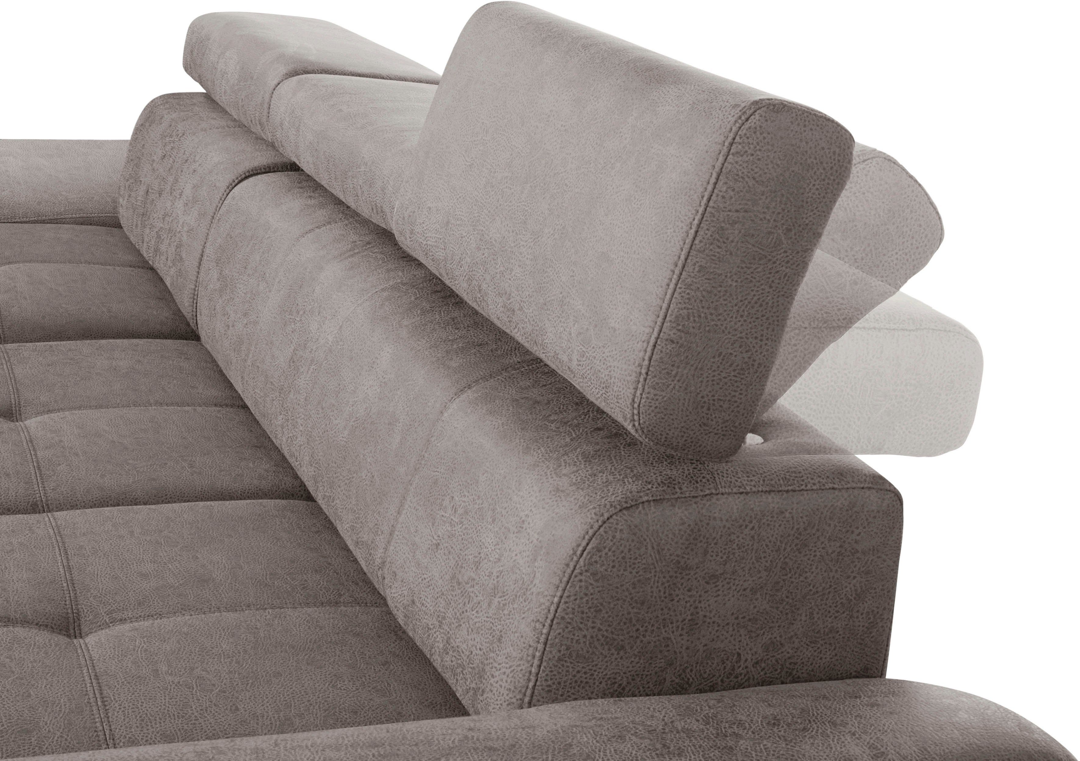 exxpo - sofa fashion Hoekbank Enya, uitgebreide afwerking, hoog zitcomfort, comfortabel, L-vorm inclusief verstelbare hoofdsteun, naar keuze met slaapfunctie en bedkist