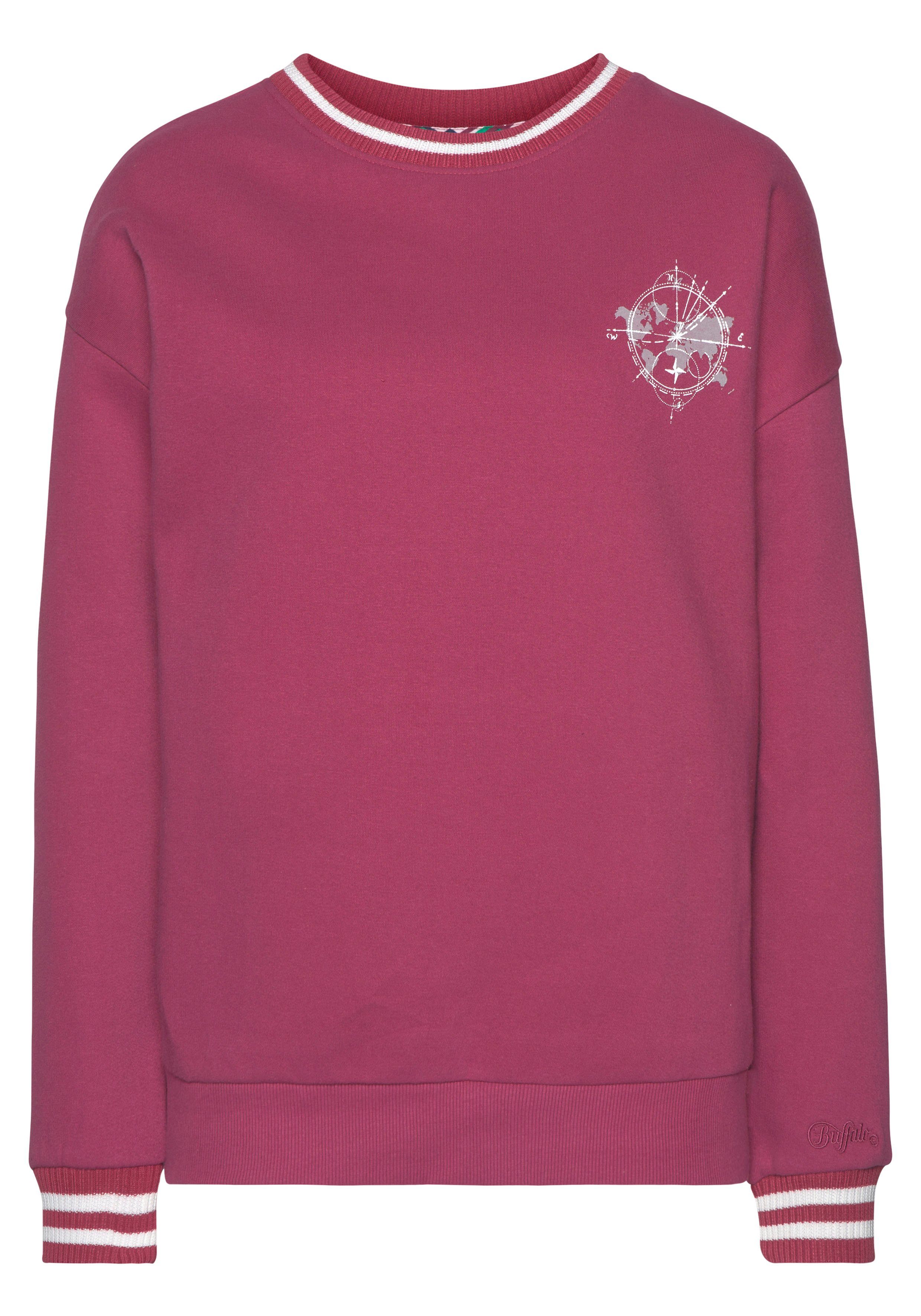 Buffalo Sweatshirt met contrast-ribboord en print, loungepak