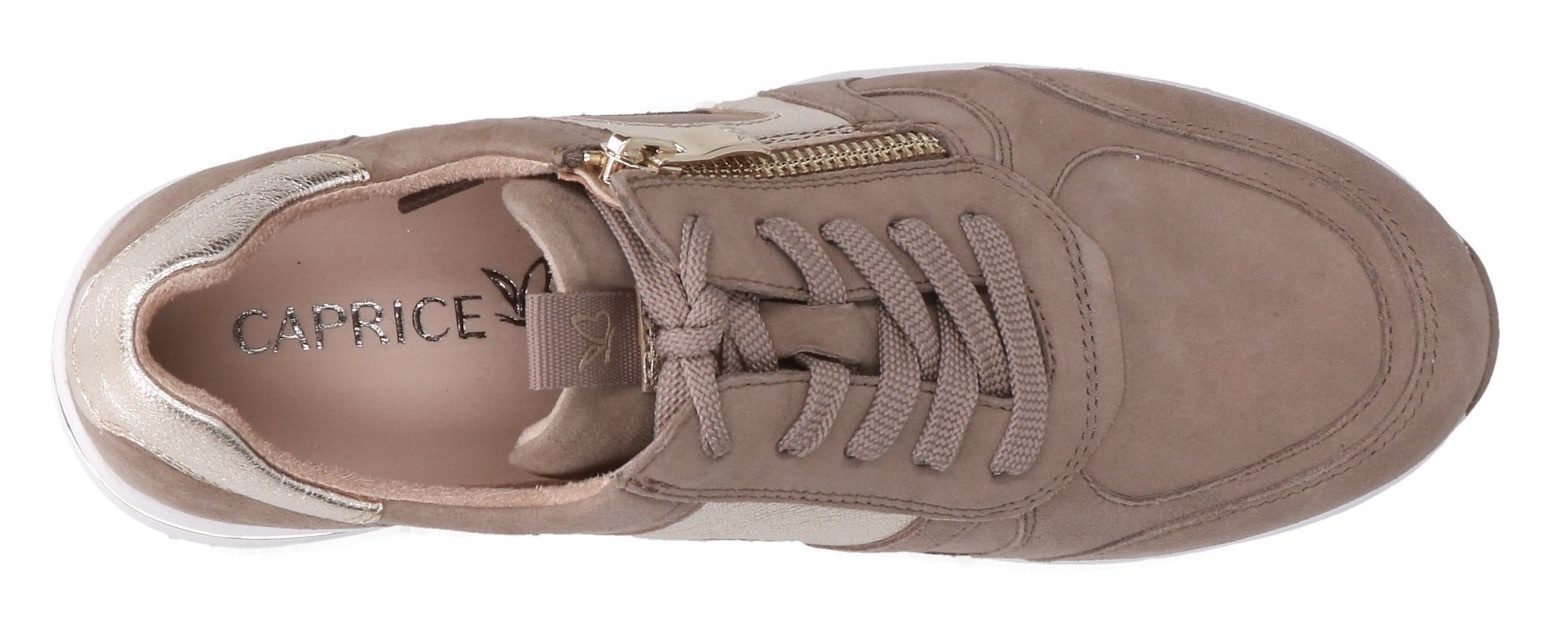 Caprice Sneakers met sleehak , vrijetijdsschoen, lage schoen, veterschoen met contrastafwerking, breedte h
