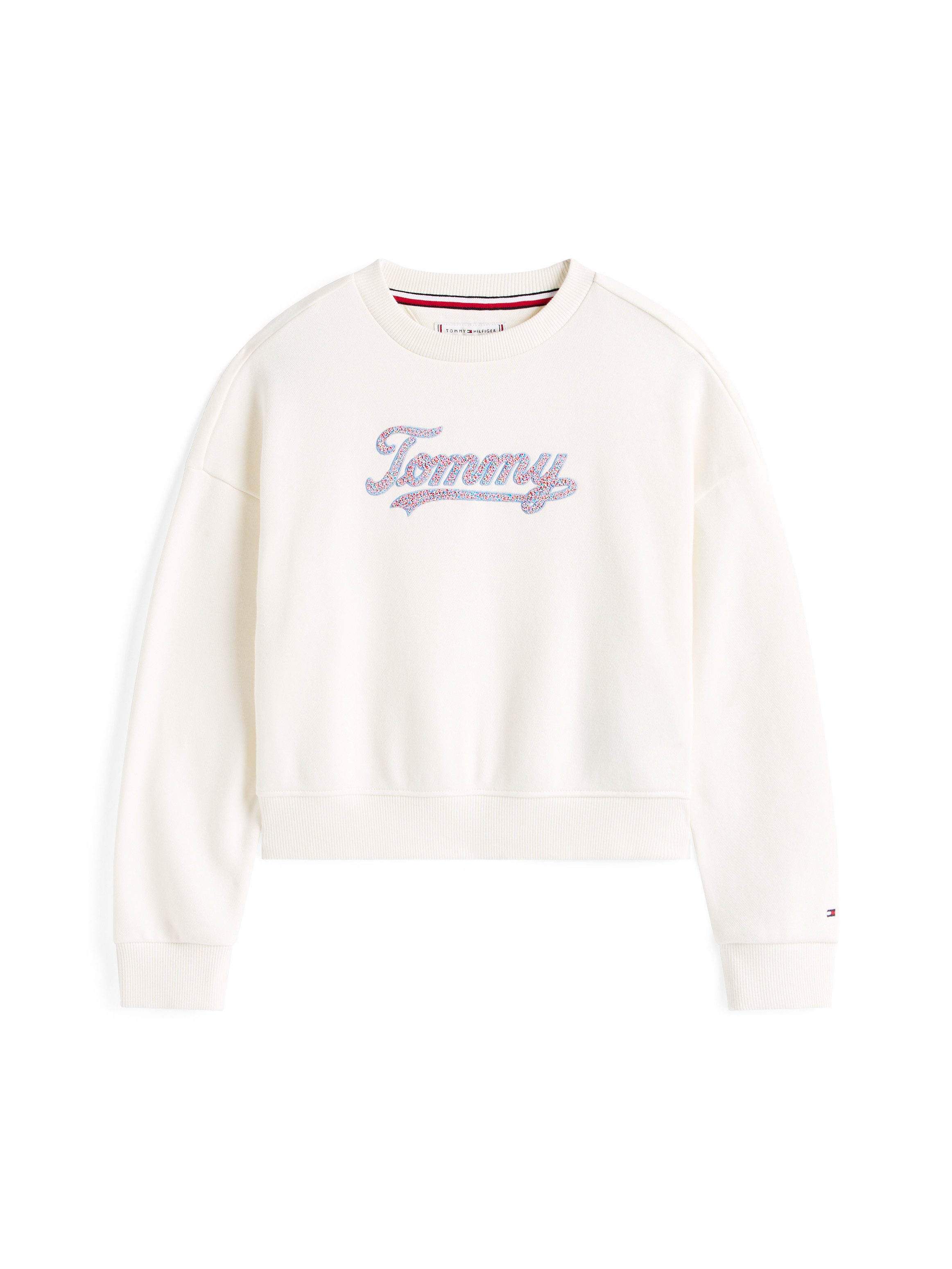 Tommy Hilfiger Sweatshirt TOMMY SCRIPT SEQUIN SWEATSHIRT voor kinderen tot 16 jaar, logo-opschrift met kleurrijke pailletten