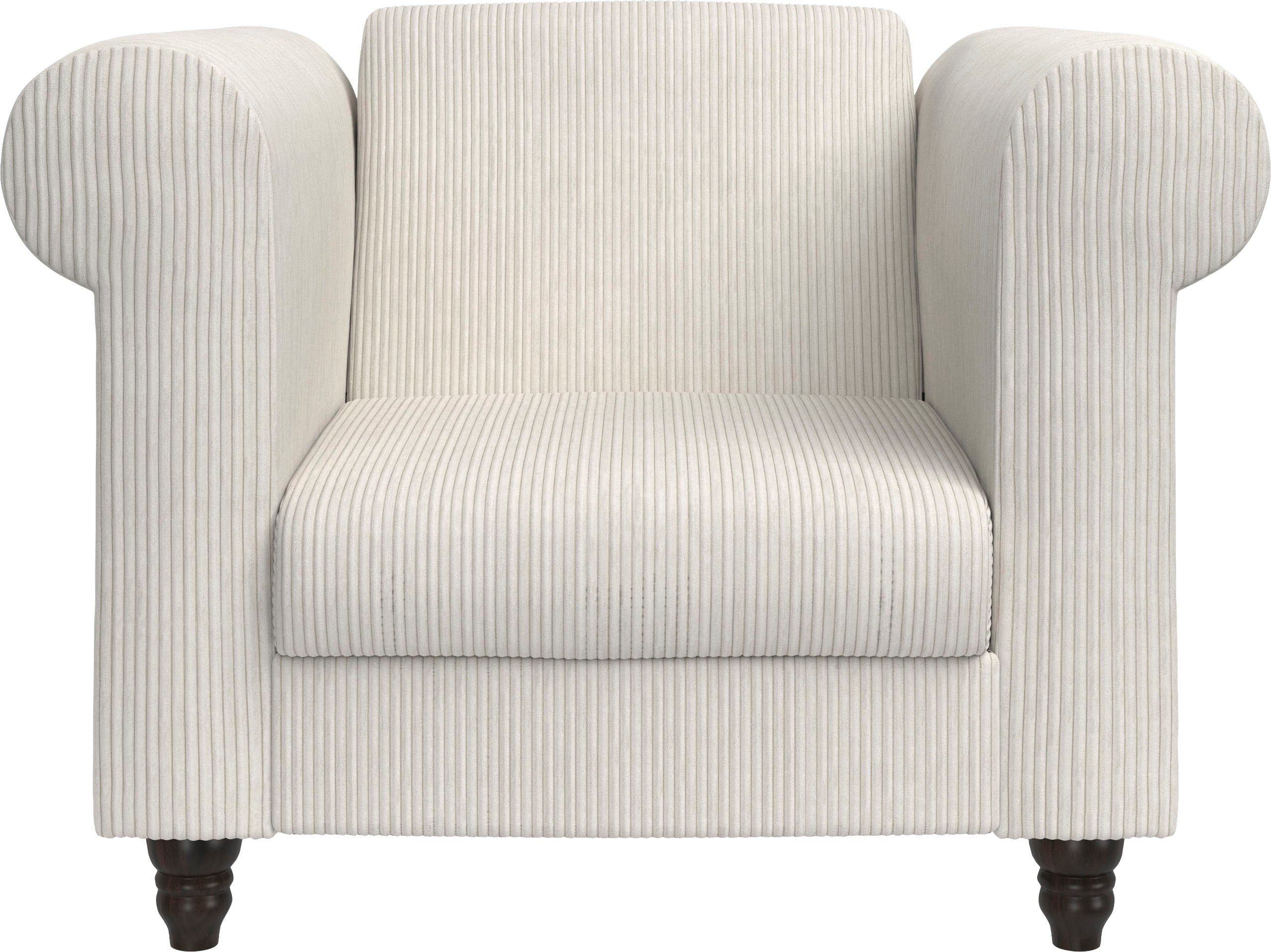 Dorel Home Chesterfield-fauteuil Felix II in breed ribfluweel met rugleuning 3-voudig verstelbaar, benen massief hout, zithoogte 46 cm