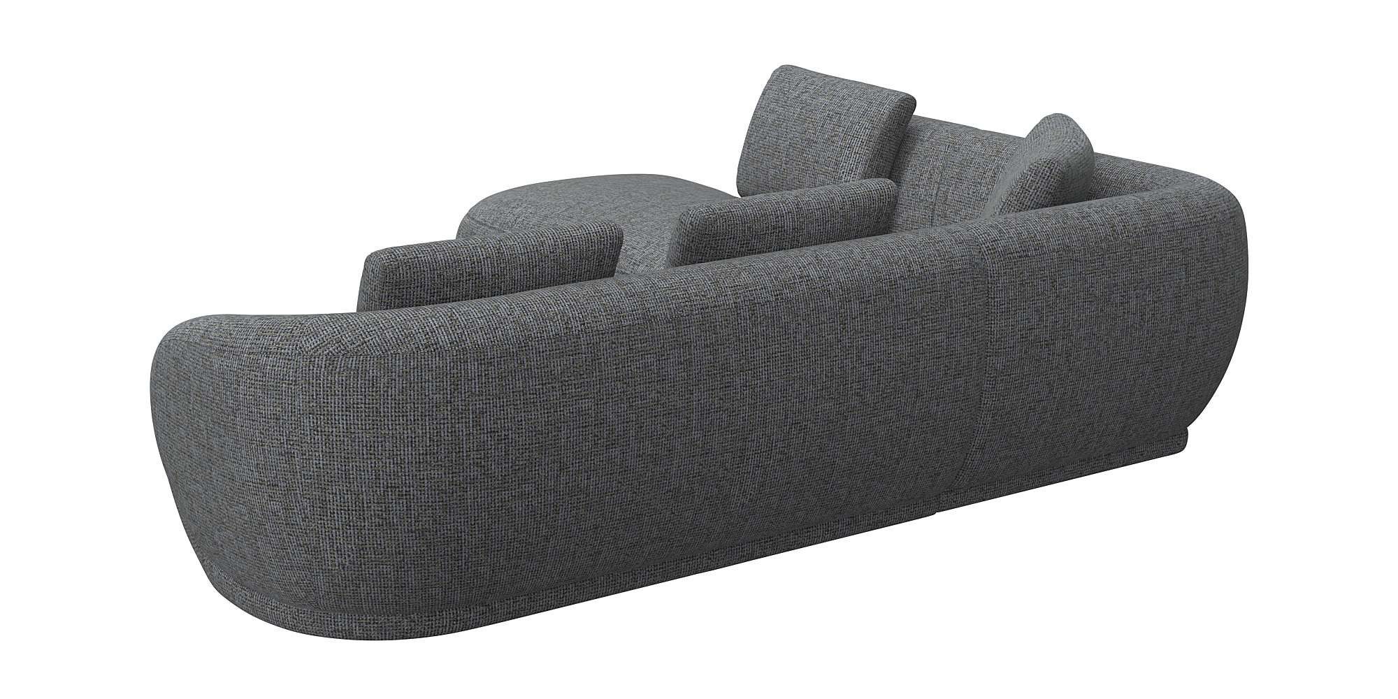 FLEXLUX Hoekbank Torino, rond, L-vorm, bankhoek met ottomane Modern, organisch bankontwerp, koudschuim, golfvering