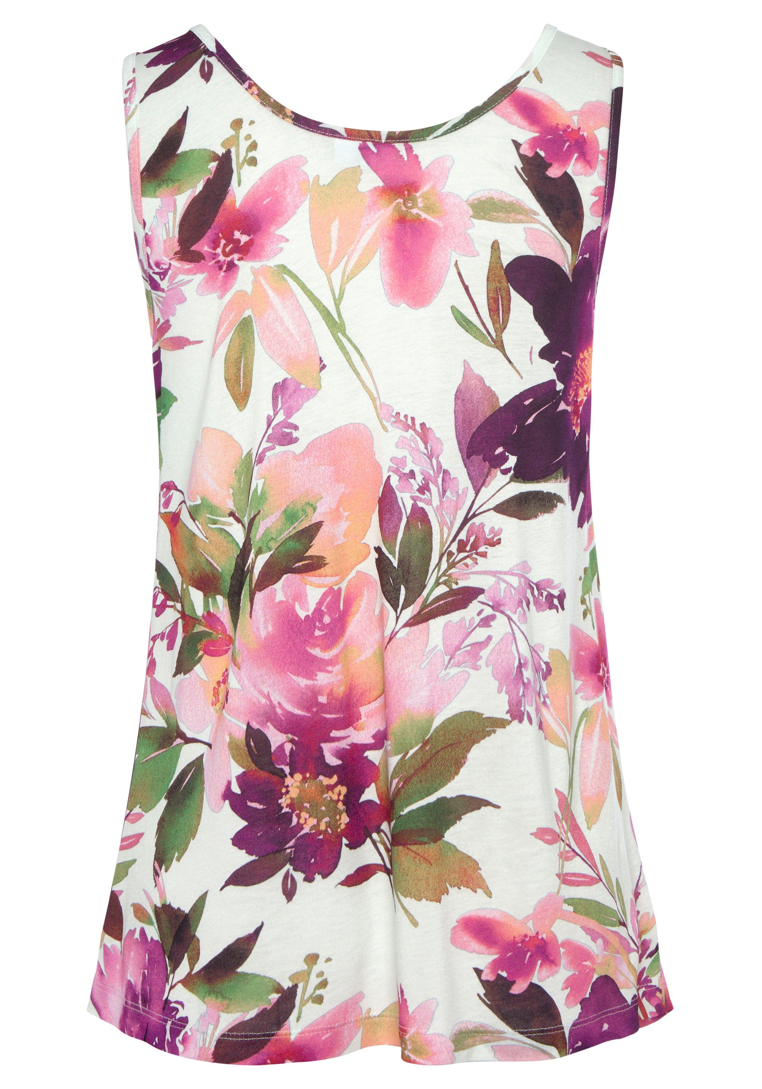 Beachtime Tanktop met bloemenprint, losse zomertops van jersey (Set van 2)