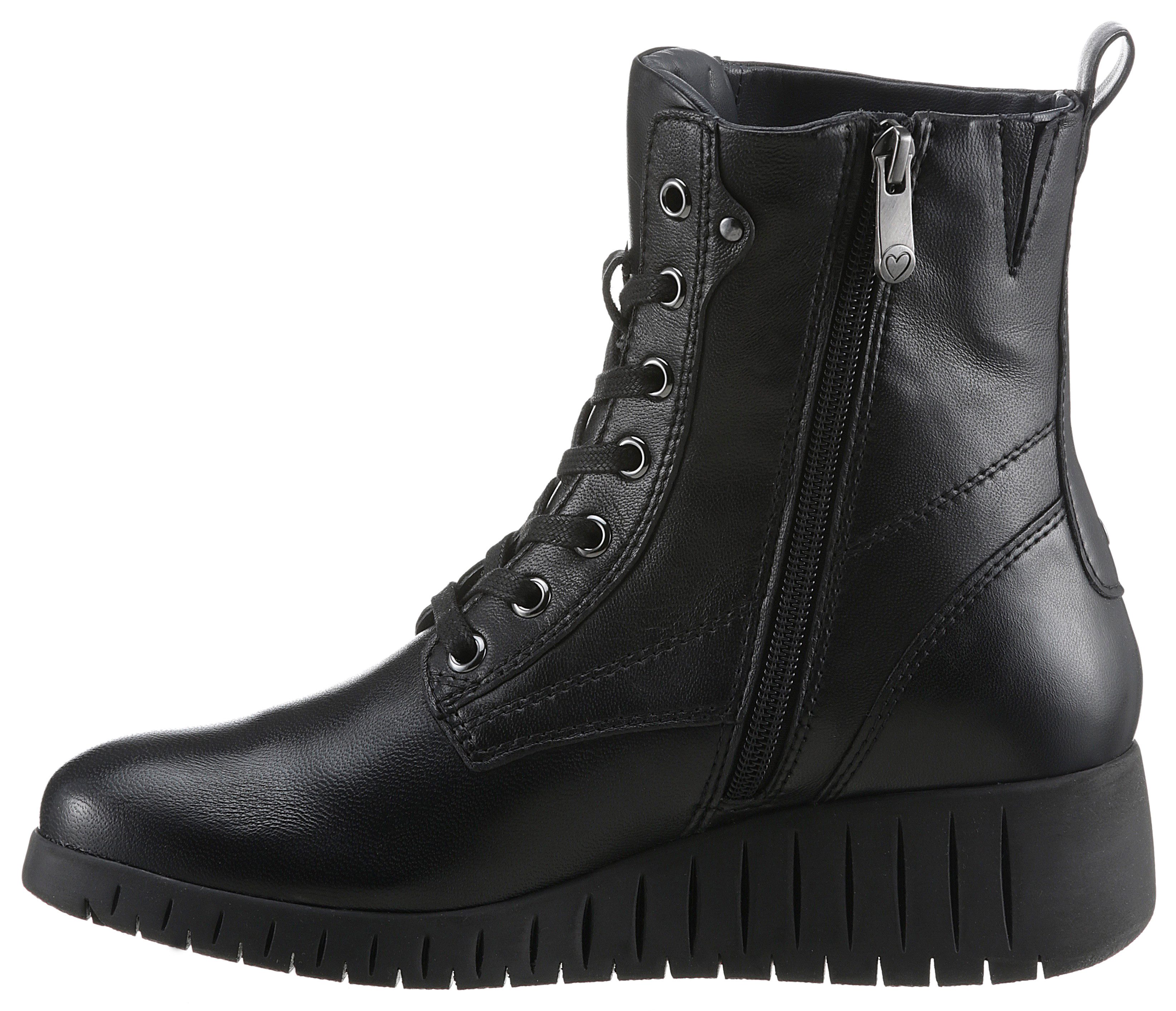 Marco Tozzi Veterschoenen CERASO , sleehak, veterschoen, enkellaars in comfortabele schoenwijdte