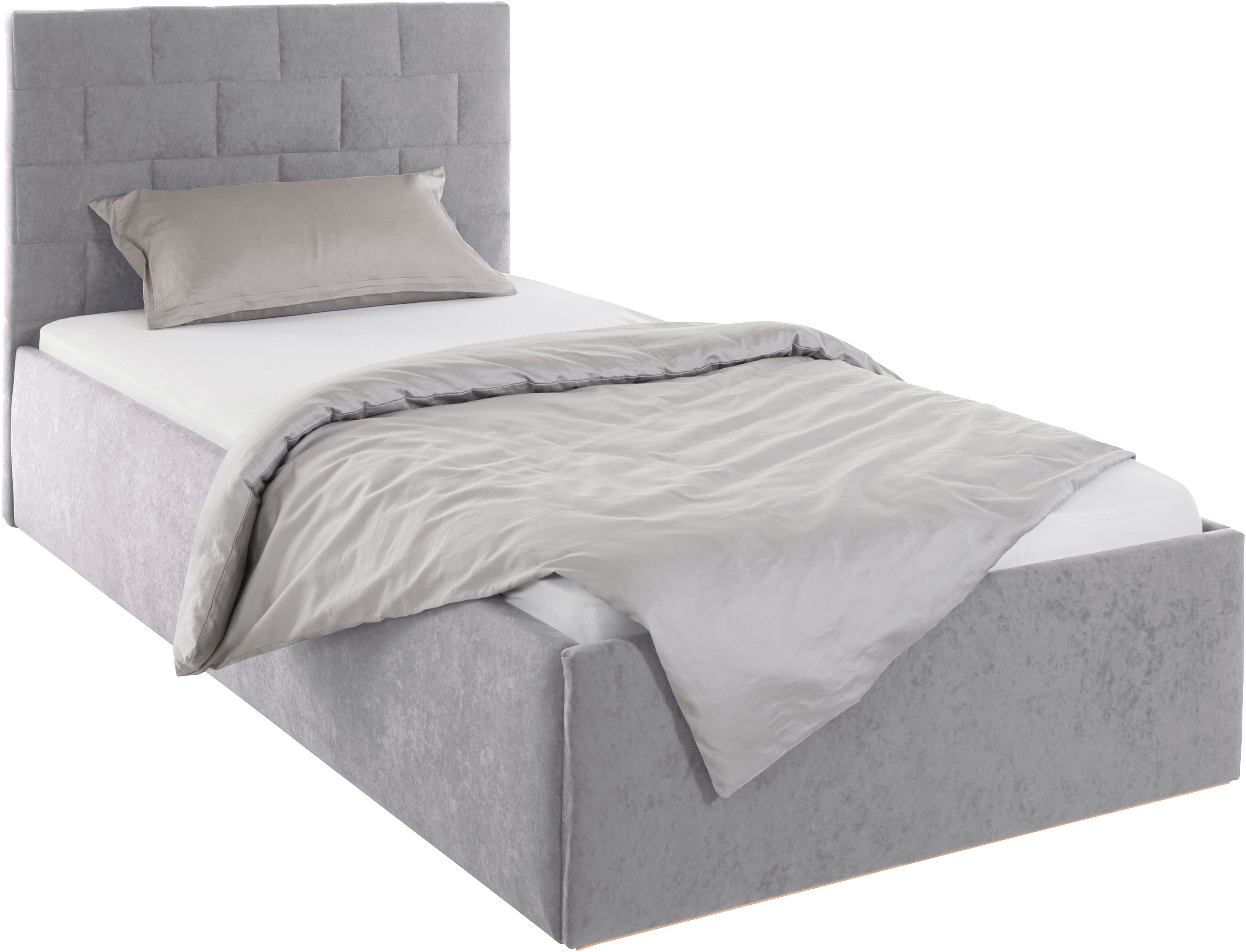 Westfalia Polsterbetten Gestoffeerd bed met bedkist bij uitvoering met matras bedden maat 110 cm x 210 cm x 34 cm grijs