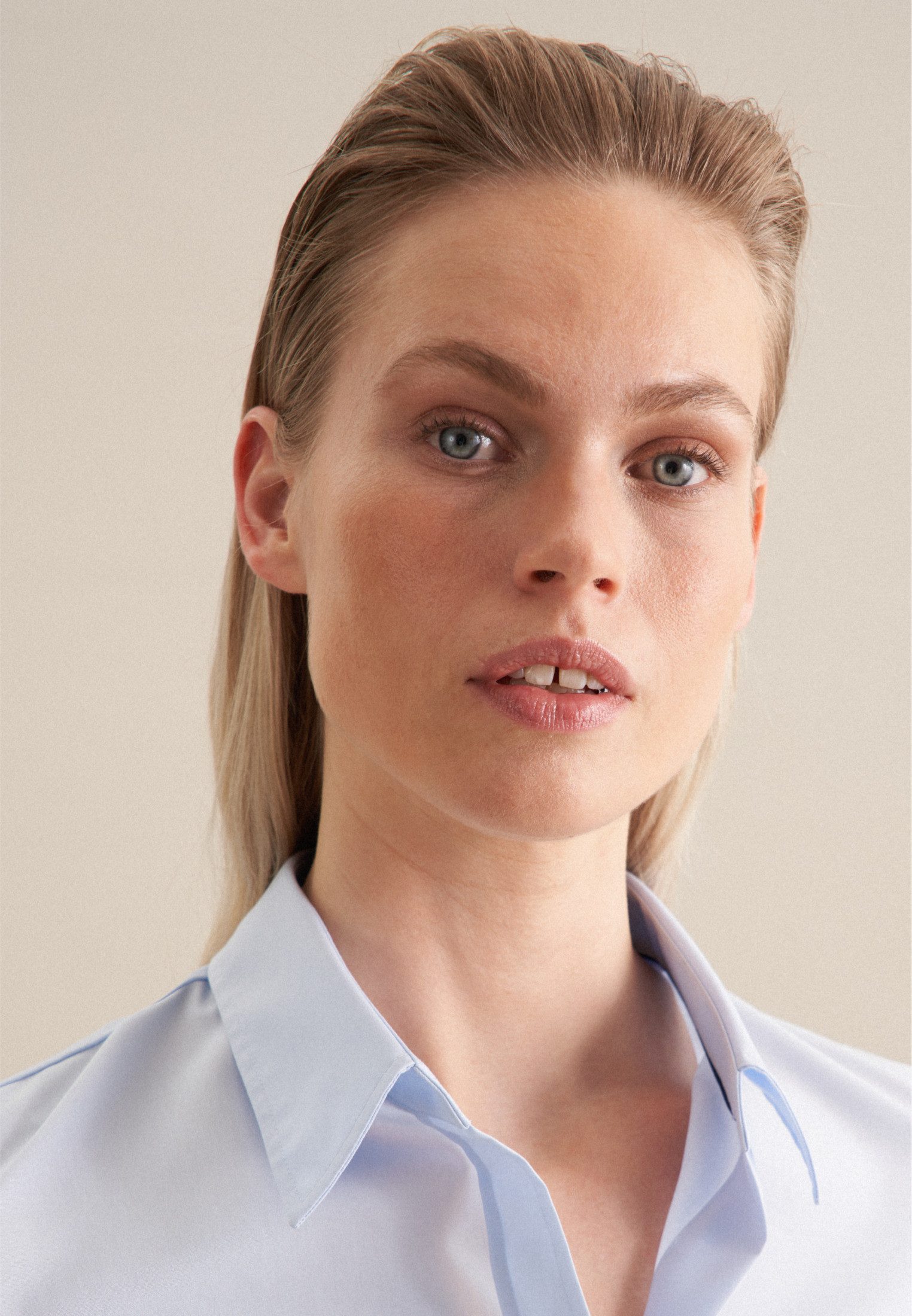 seidensticker Overhemdblouse Zwarte roos Korte mouwen kraag uni