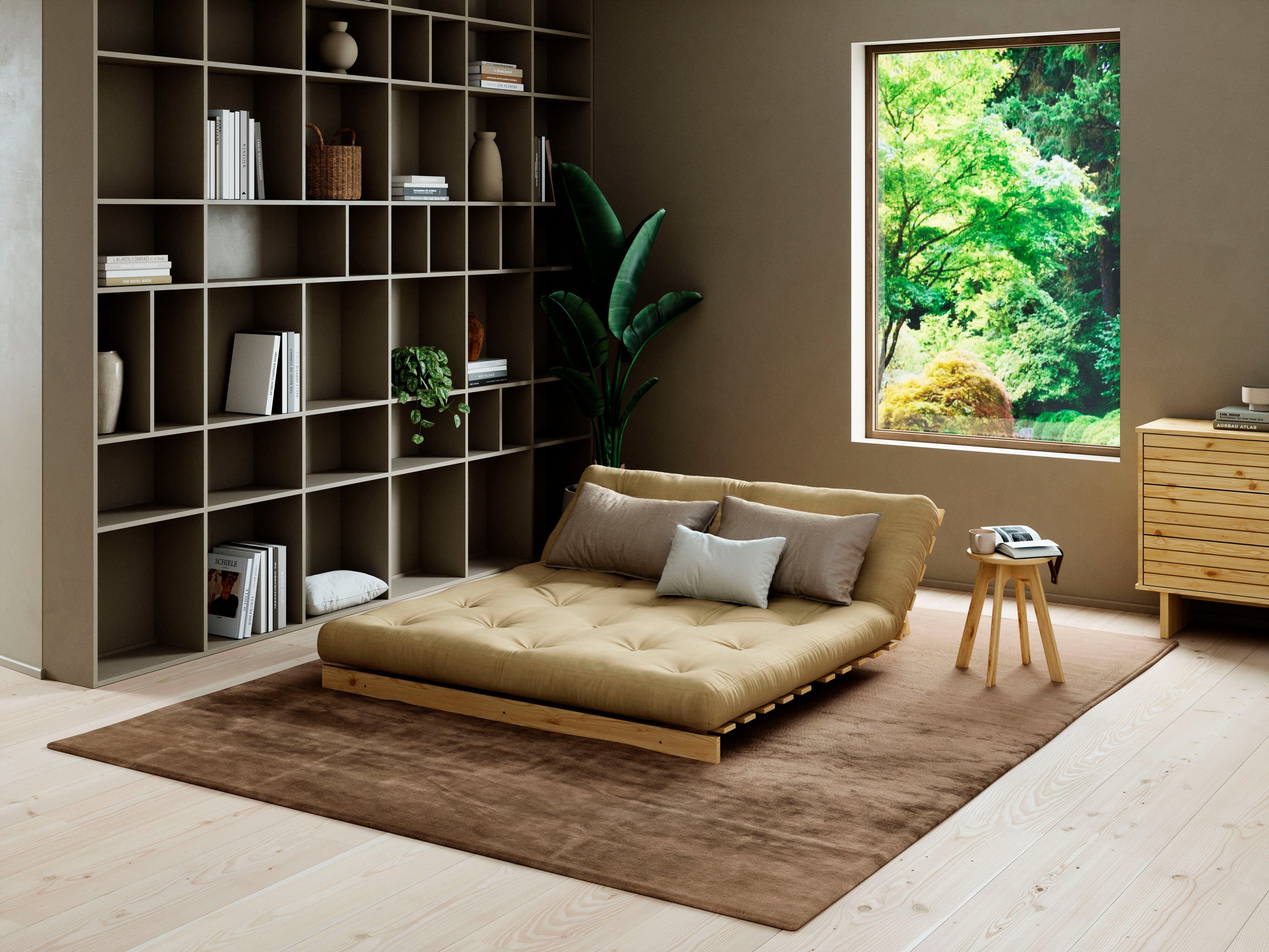 Karup Slaapbank Roots slaapbank, logeerbed, bank incl. futonmatras Ligoppervlak 90/140/160 x200 cm, FSC® gecertificeerd grenenhout