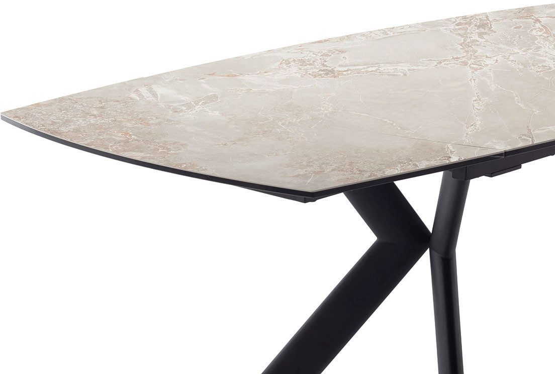 MCA furniture Eettafel OSSANA vierpoot tafel 180-260 cm Keramiek, metaal, eindschuif, uittrekbaar, tafelblad 13 mm, 8-10 personen