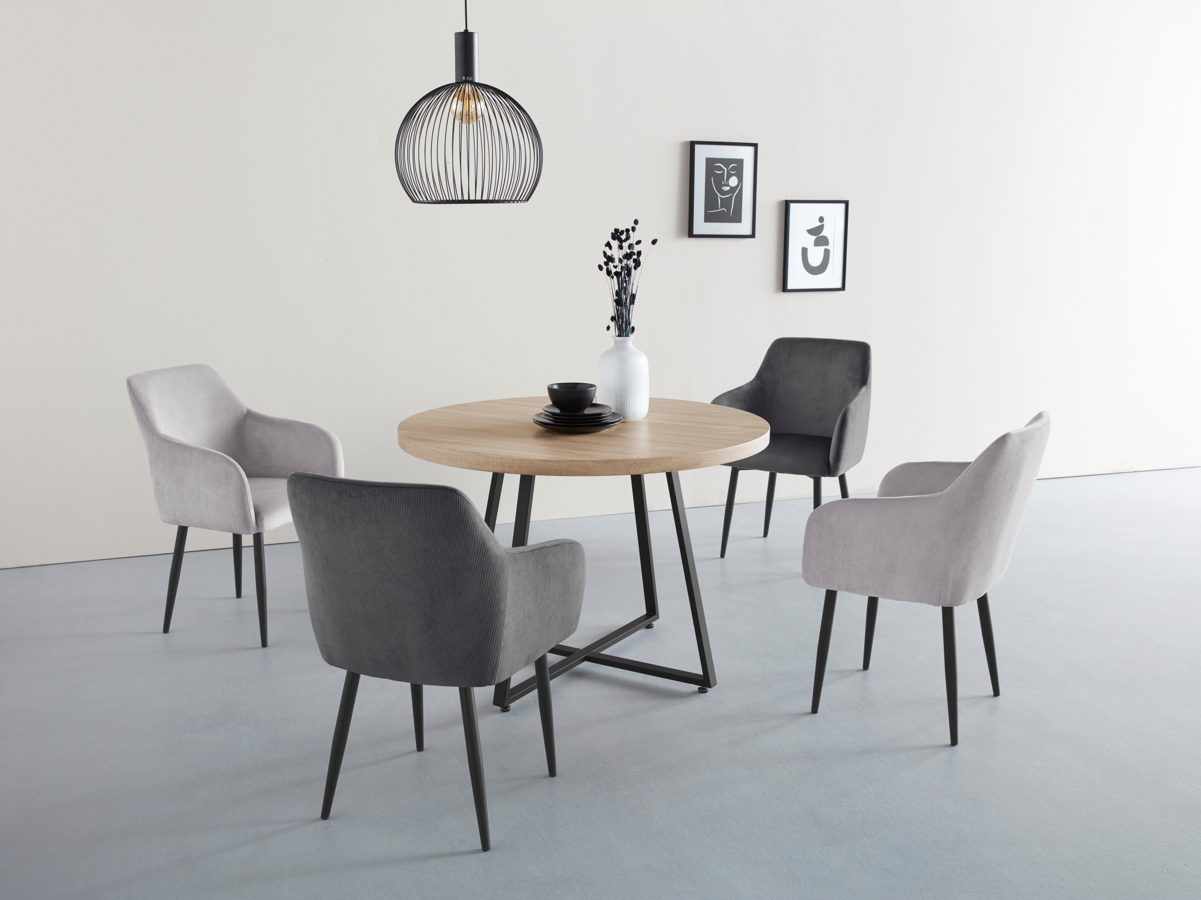 Home affaire Eettafel Anja, TOPSELLER! Diameter 110 cm, Scandi design, metalen frame