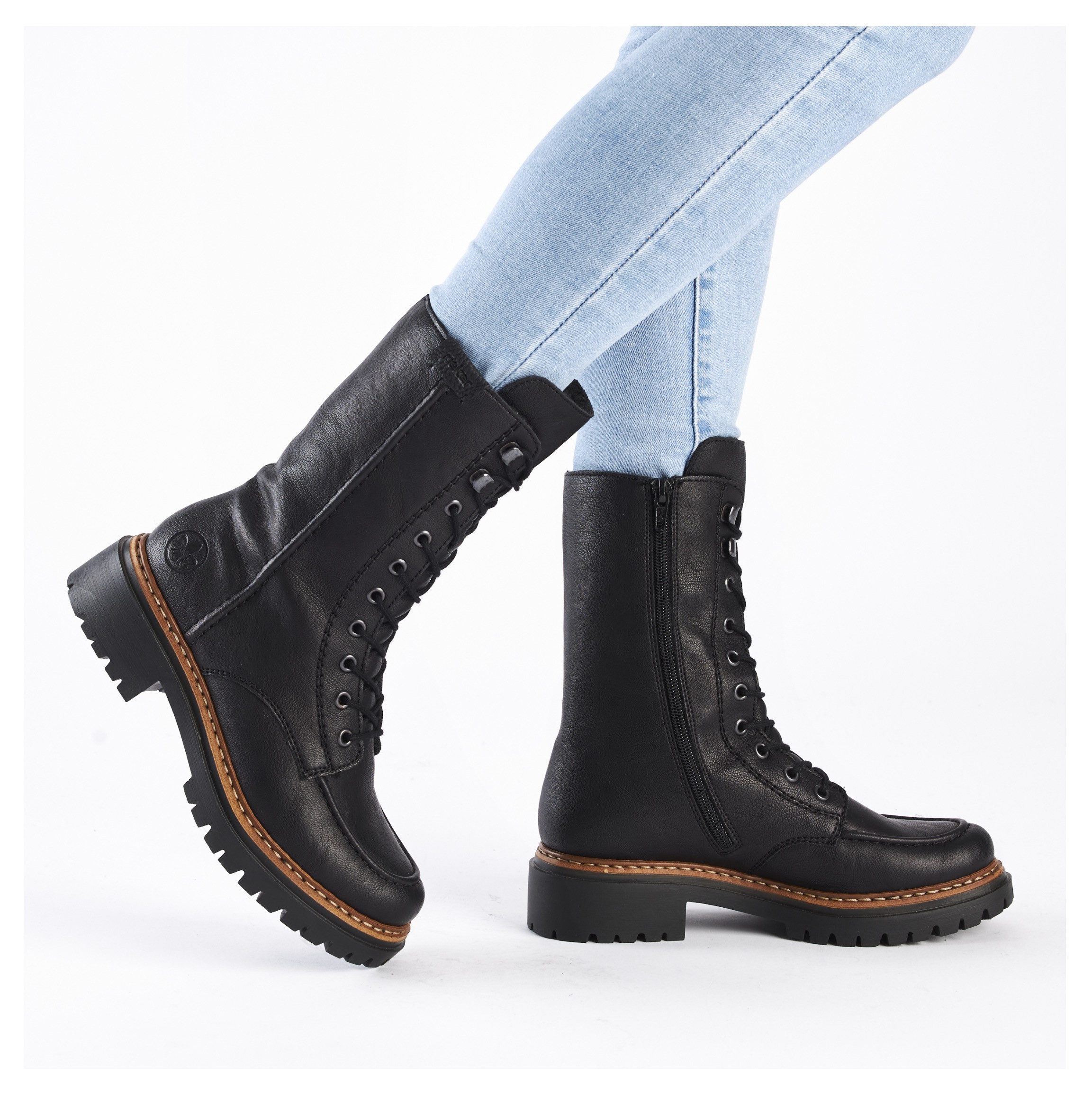 Rieker Winterlaarsjes , blokhak, veterschoenen, veterschoenen met warme voering
