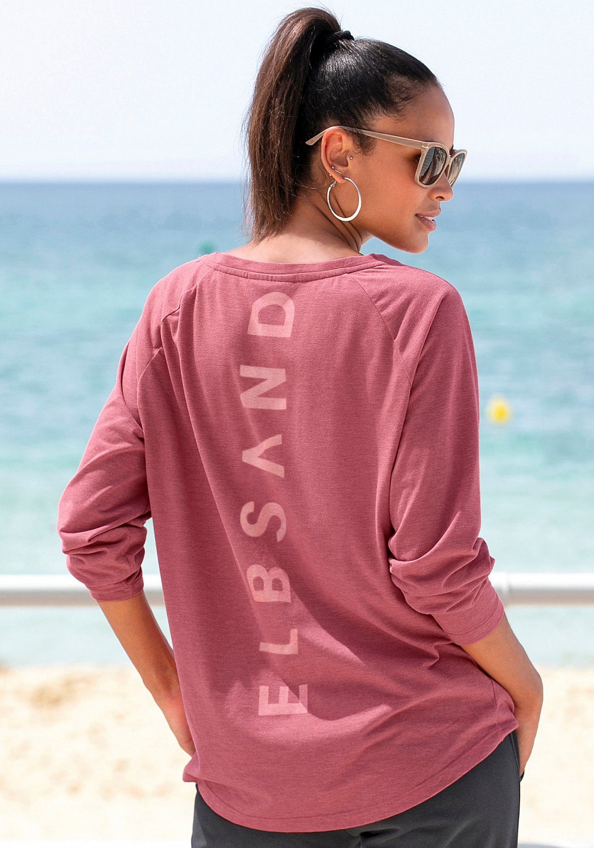 Elbsand Longsleeve Tira met logoprint op de rug, shirt met lange mouwen, sportief-casual