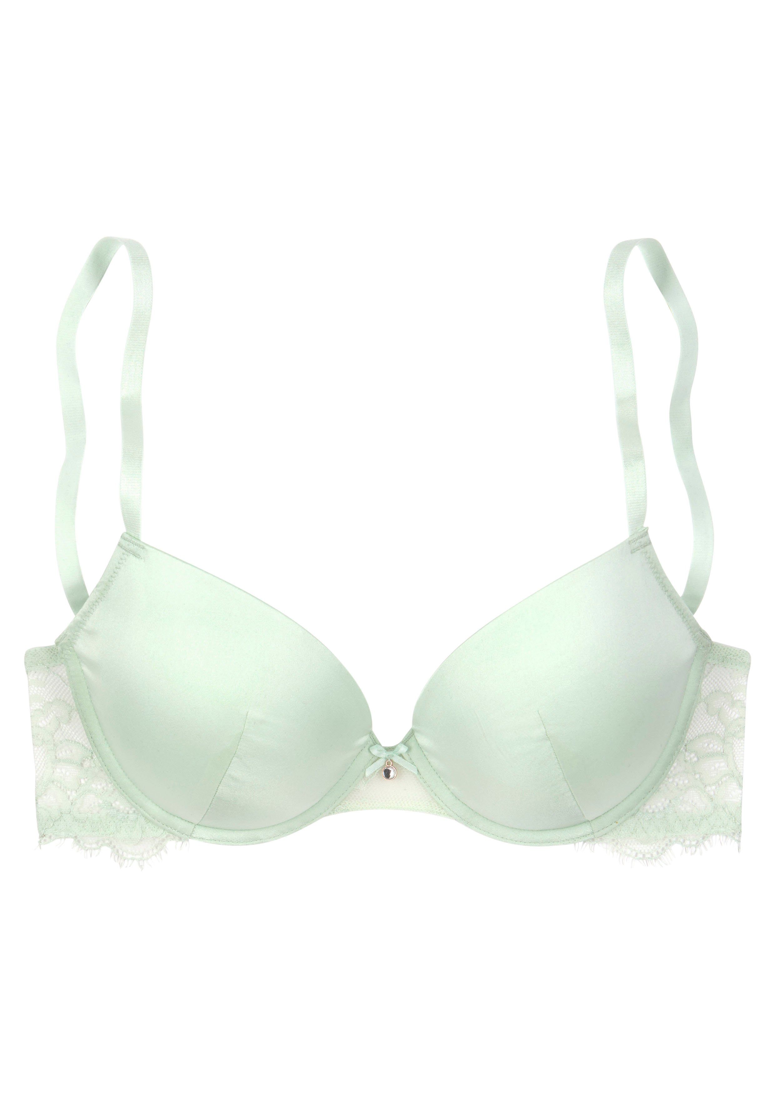 Lascana Push-up-bh Alana gemaakt van elegante stof met hoog zijdegehalte en gebloemd kant, lingerie