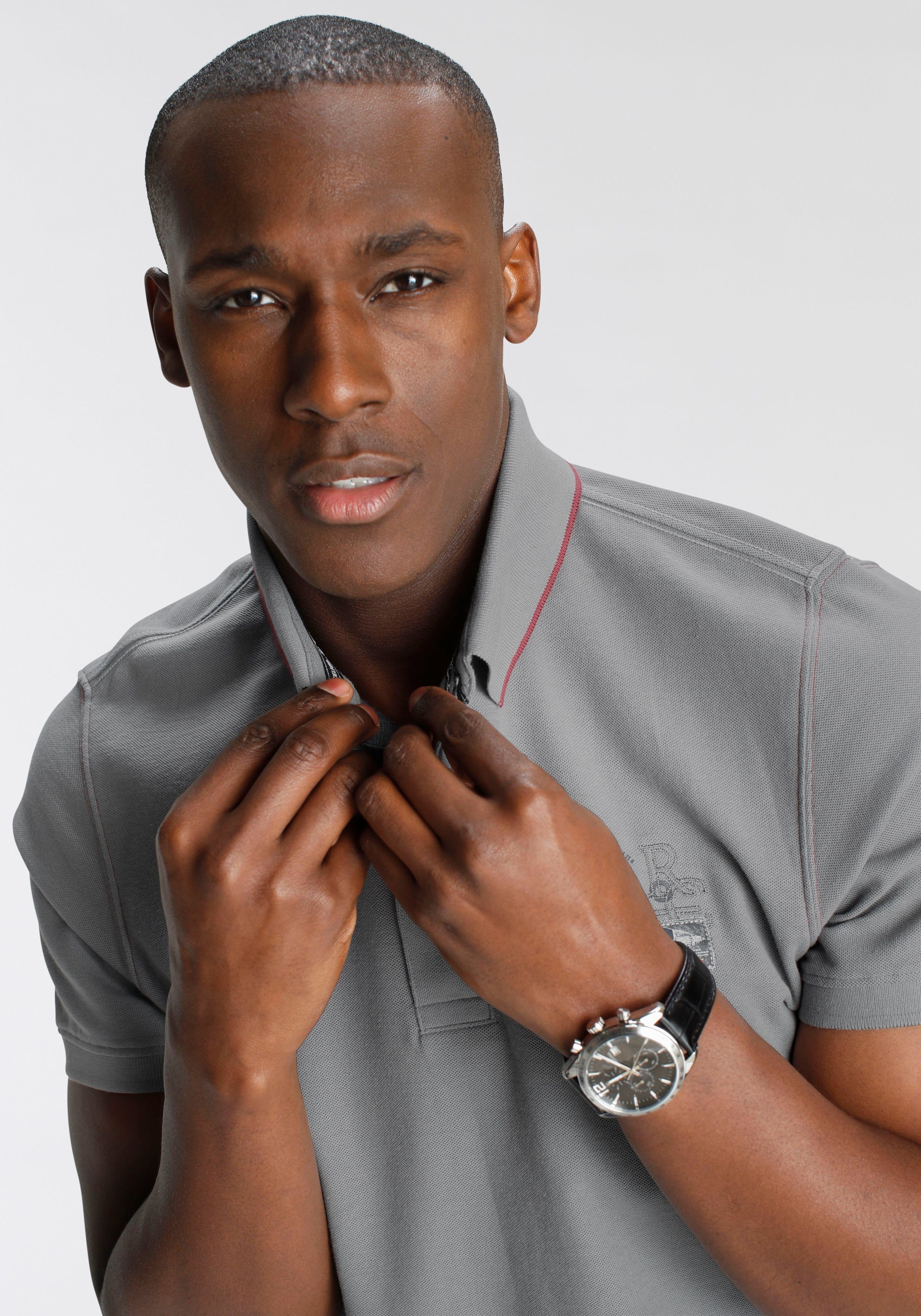 DELMAO Poloshirt Korte mouwen, met ribgebreide manchetten, polokraag