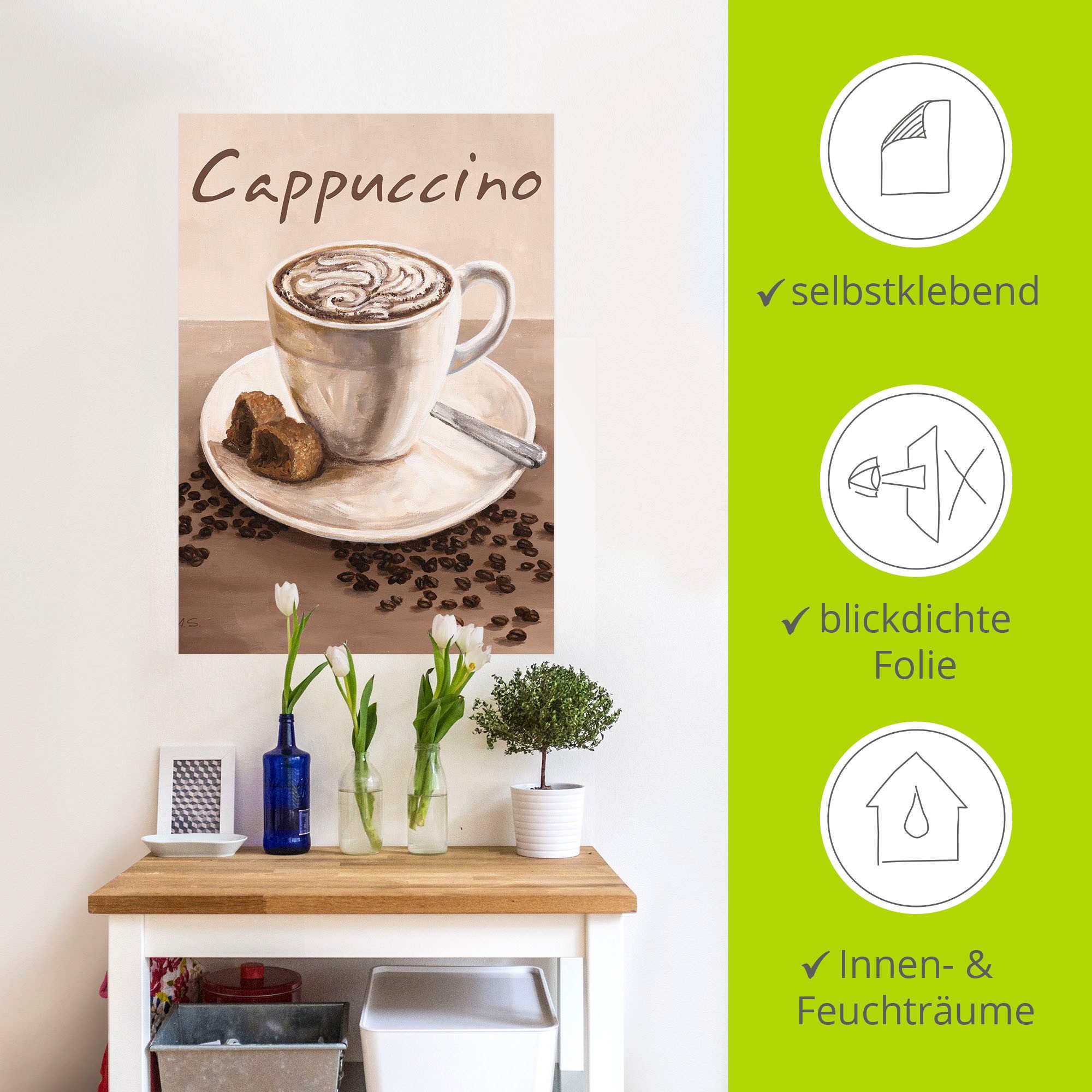 Artland Artprint Cappuccino - koffie als artprint op linnen, poster, muursticker in verschillende maten