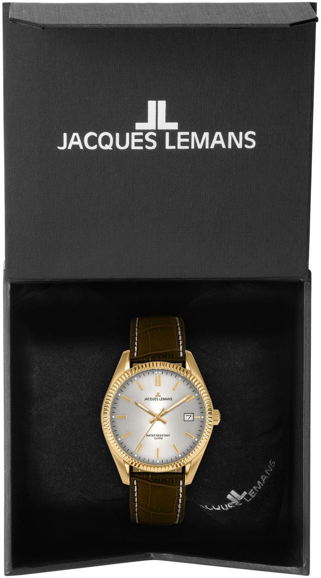 Jacques Lemans Kwartshorloge Derby Horloge, herenhorloge, dameshorloge, roestvrijstalen band, tot 10 bar waterdicht.