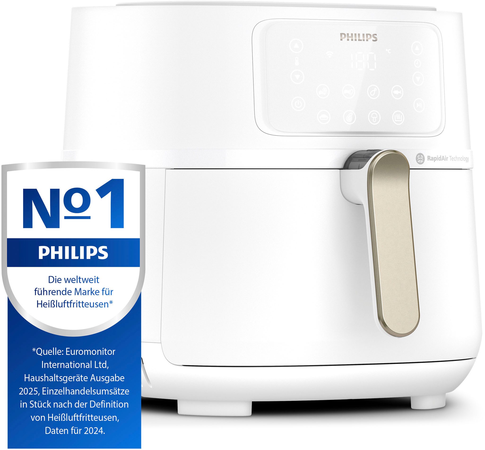 Philips Airfryer XXL HD9285/90, 7,2 l met 7 instellingen, warmhoudfunctie en wifi-connectiviteit