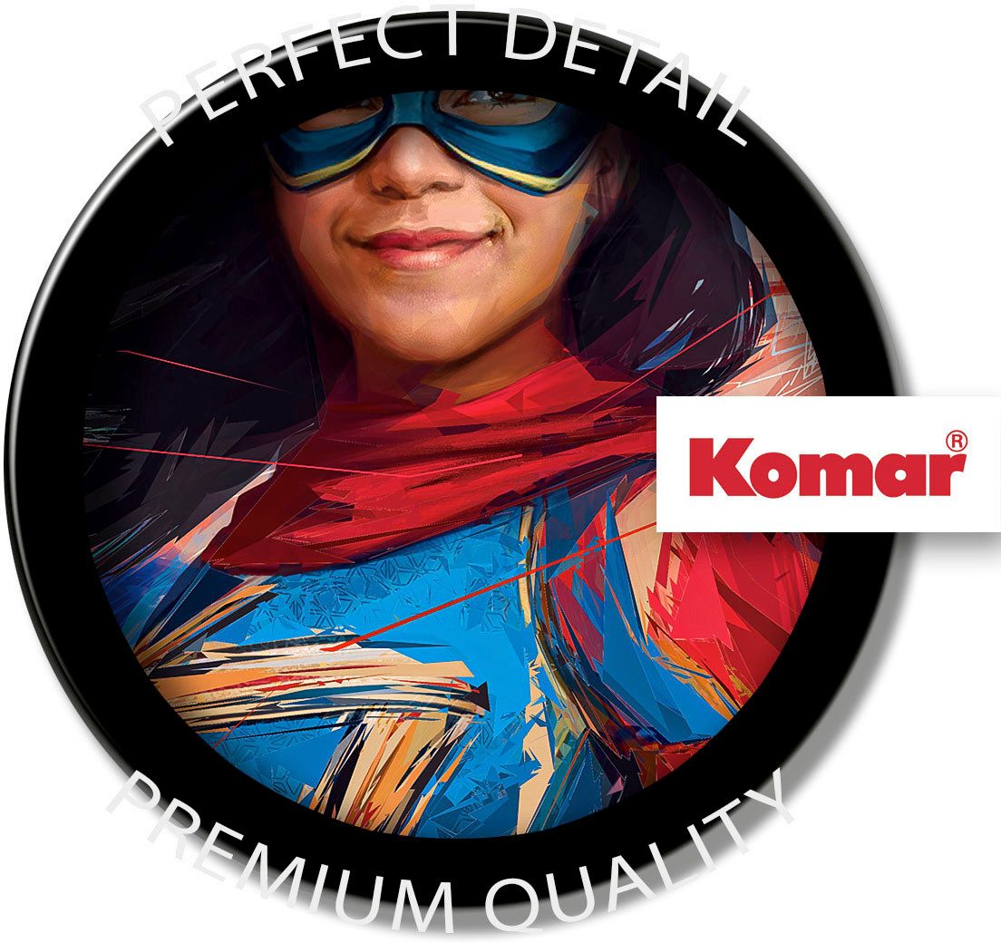 Komar Artprint op linnen Miss Marvel - Afmeting 40 x 40 cm Canvasdoek met echt houten frame, kinderkamer (1 stuk)