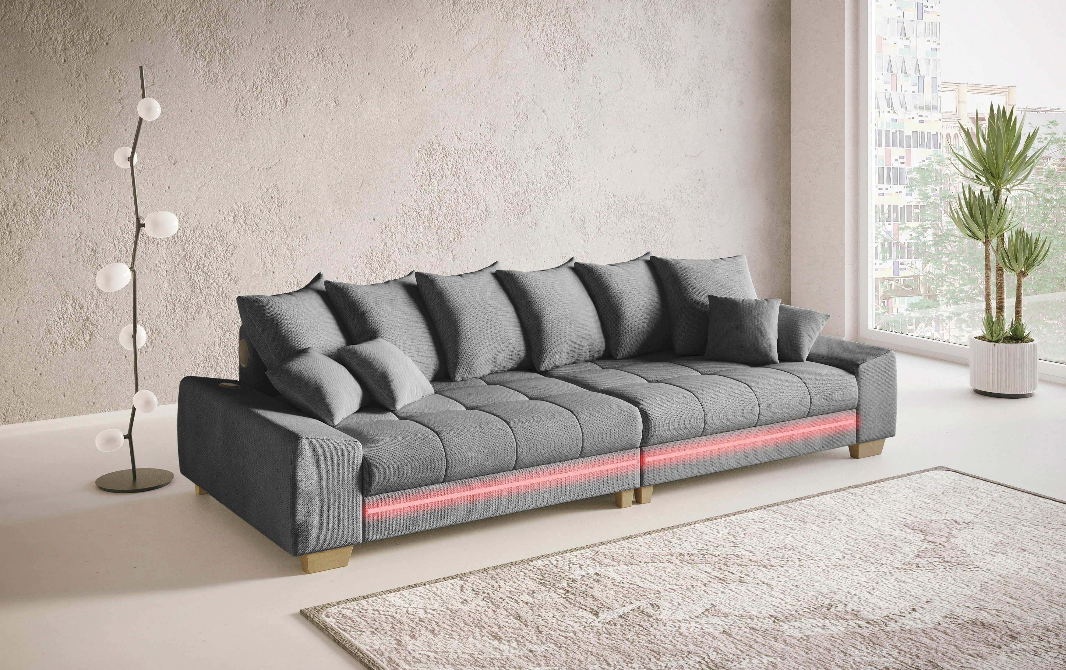 Mr. Couch Megabank Nikita II RGB-LED, Bluetooth-geluidssysteem, optioneel met koudschuim