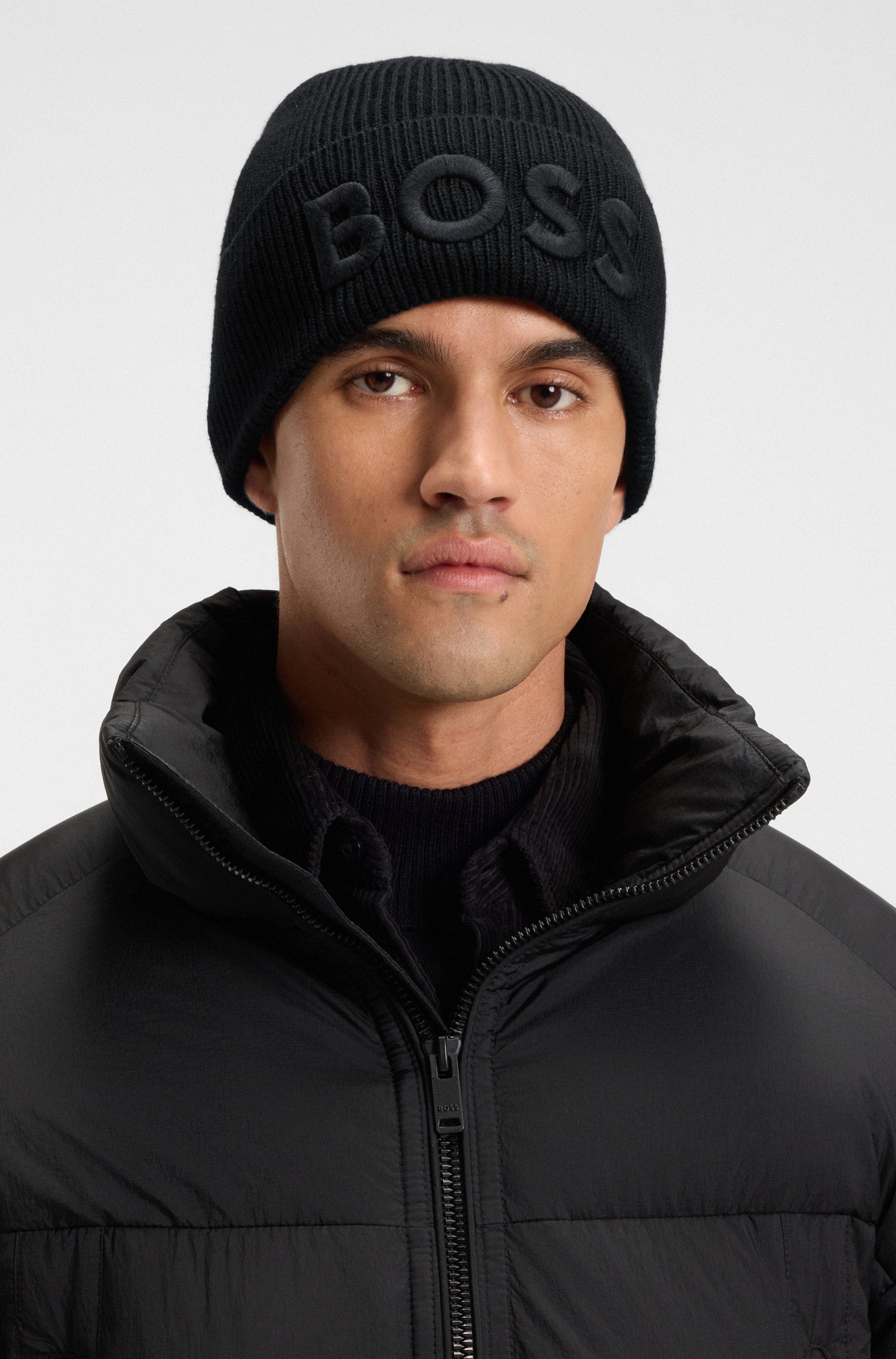 Boss Orange Beanie Afox met 3d-logo borduurwerk