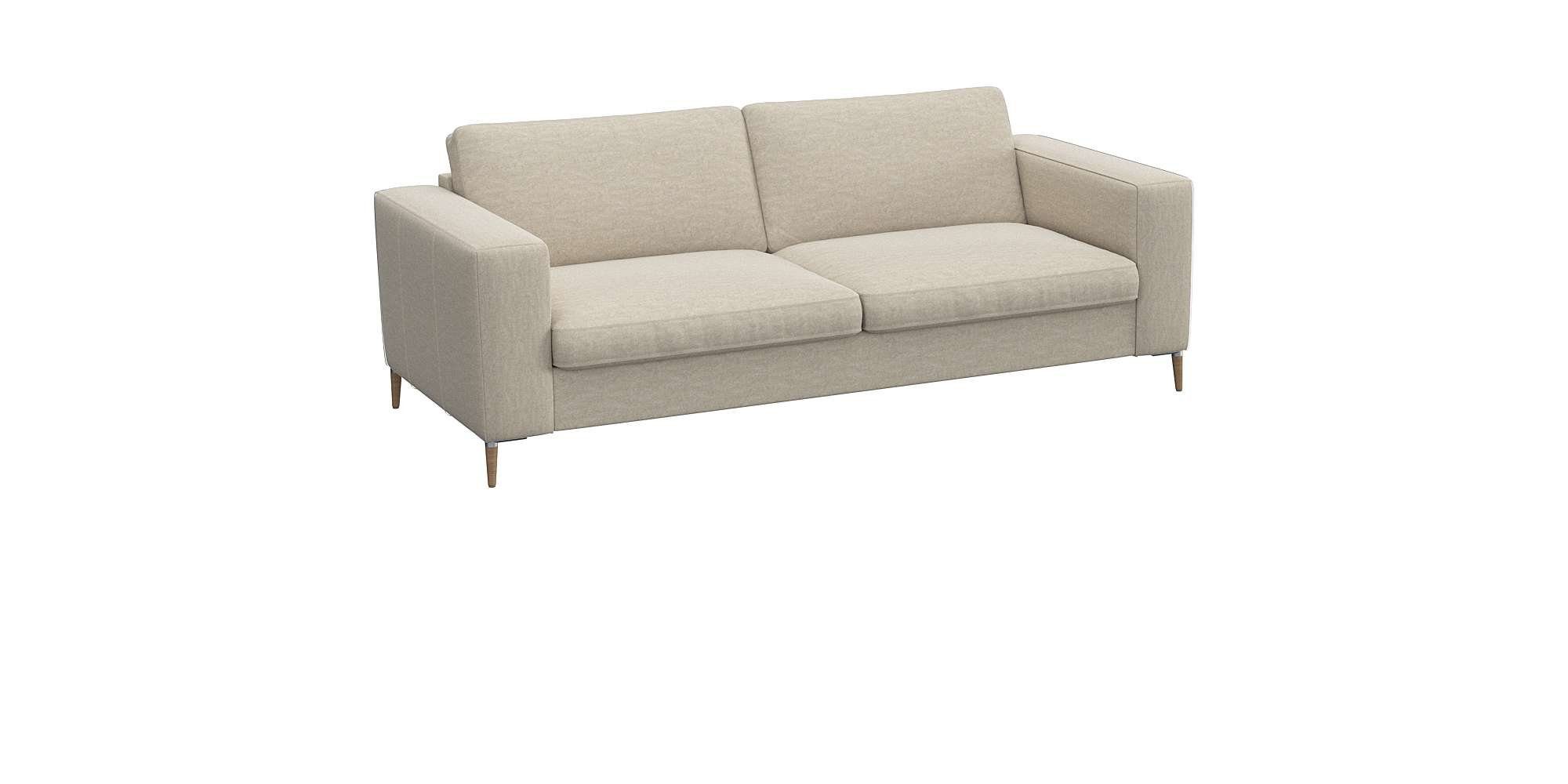FLEXLUX 2,5-zitsbank Fiore, super zitcomfort door koudschuim, brede armleuningen, voeten van aluminium + eiken